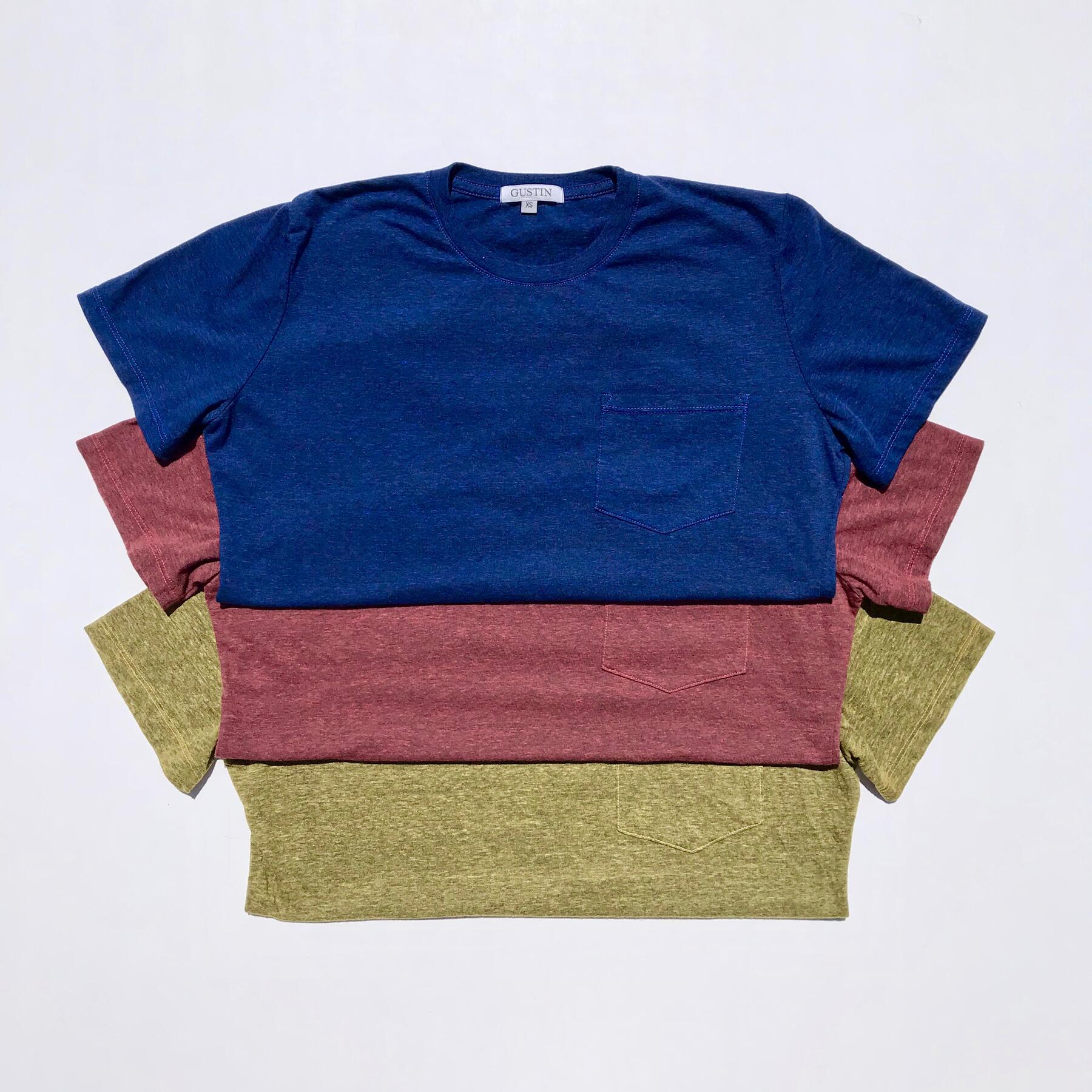 gustin usa heather pocket t-shirt - 3pk (royal blue, crimson, gold)