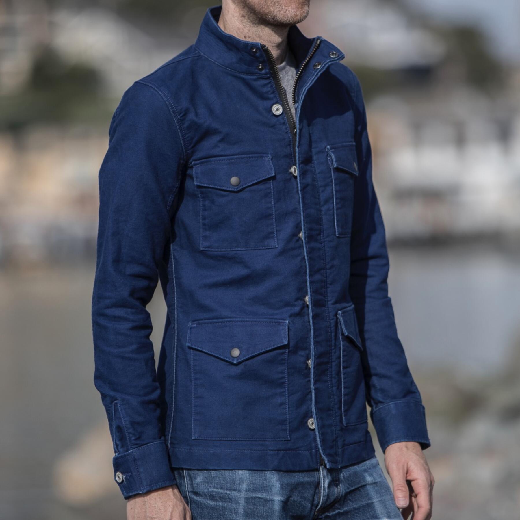 gustin field jacket - indigo dyed moleskin