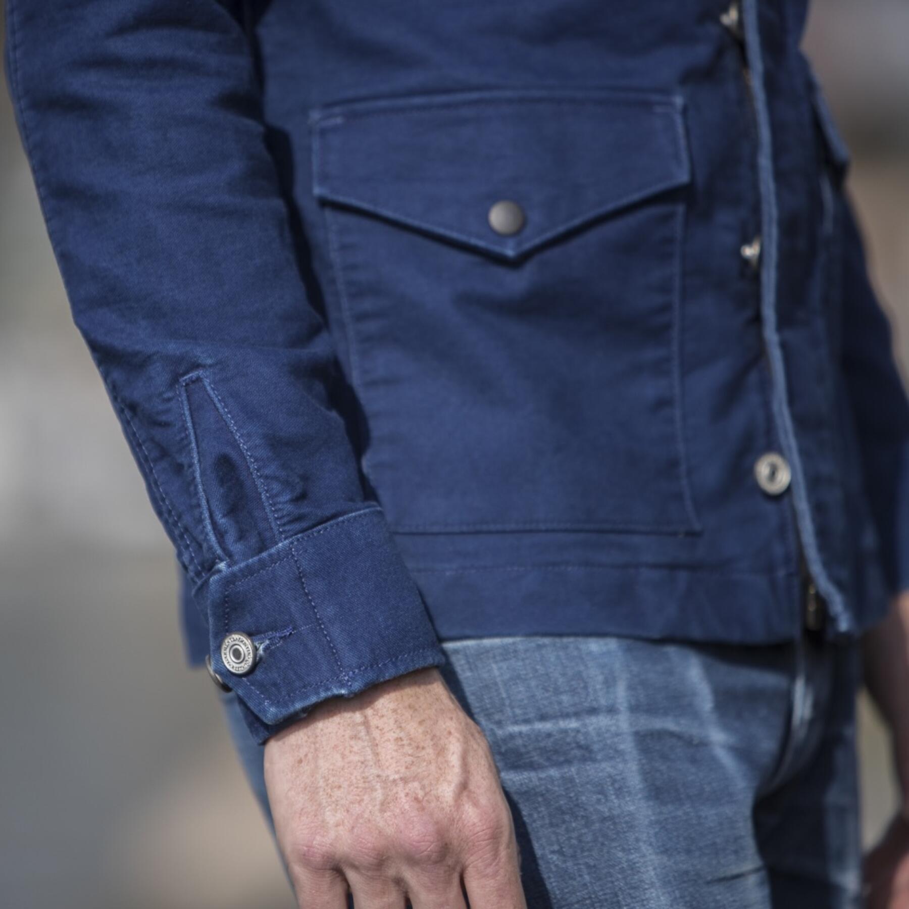 gustin field jacket - indigo dyed moleskin