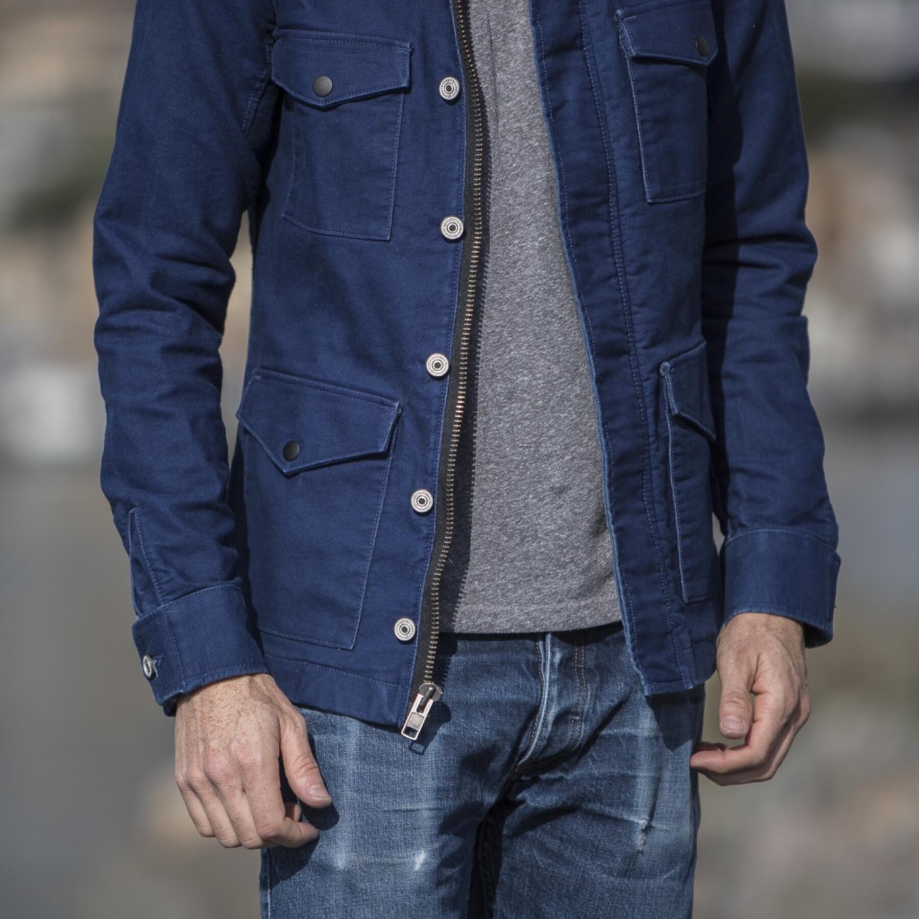 gustin field jacket - indigo dyed moleskin