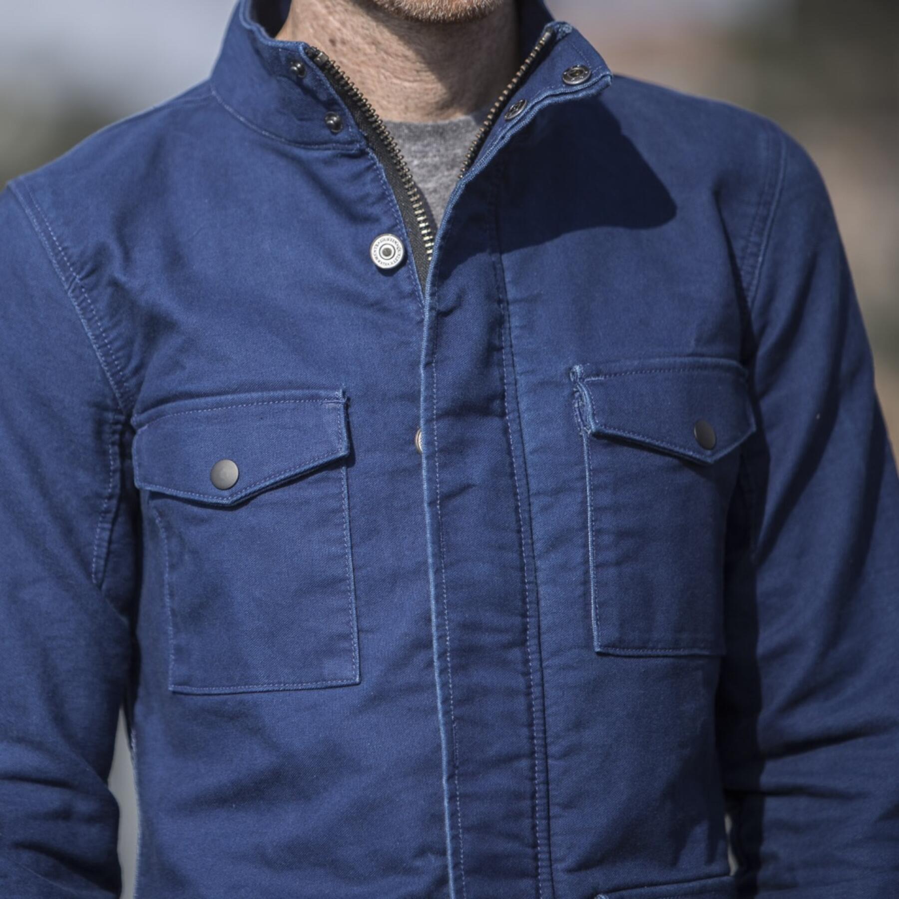 gustin field jacket - indigo dyed moleskin
