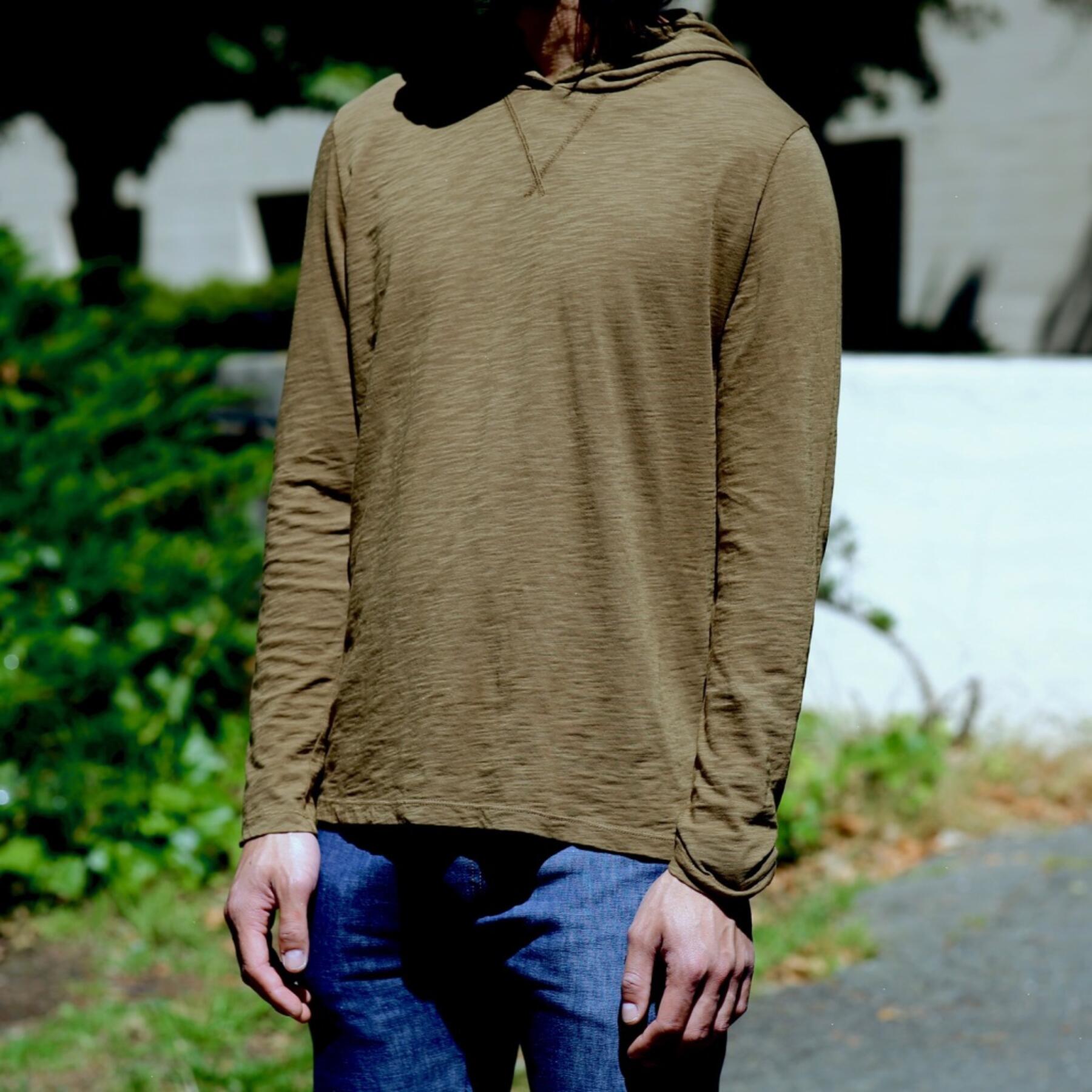 gustin superlight slub hoodie - gold khaki