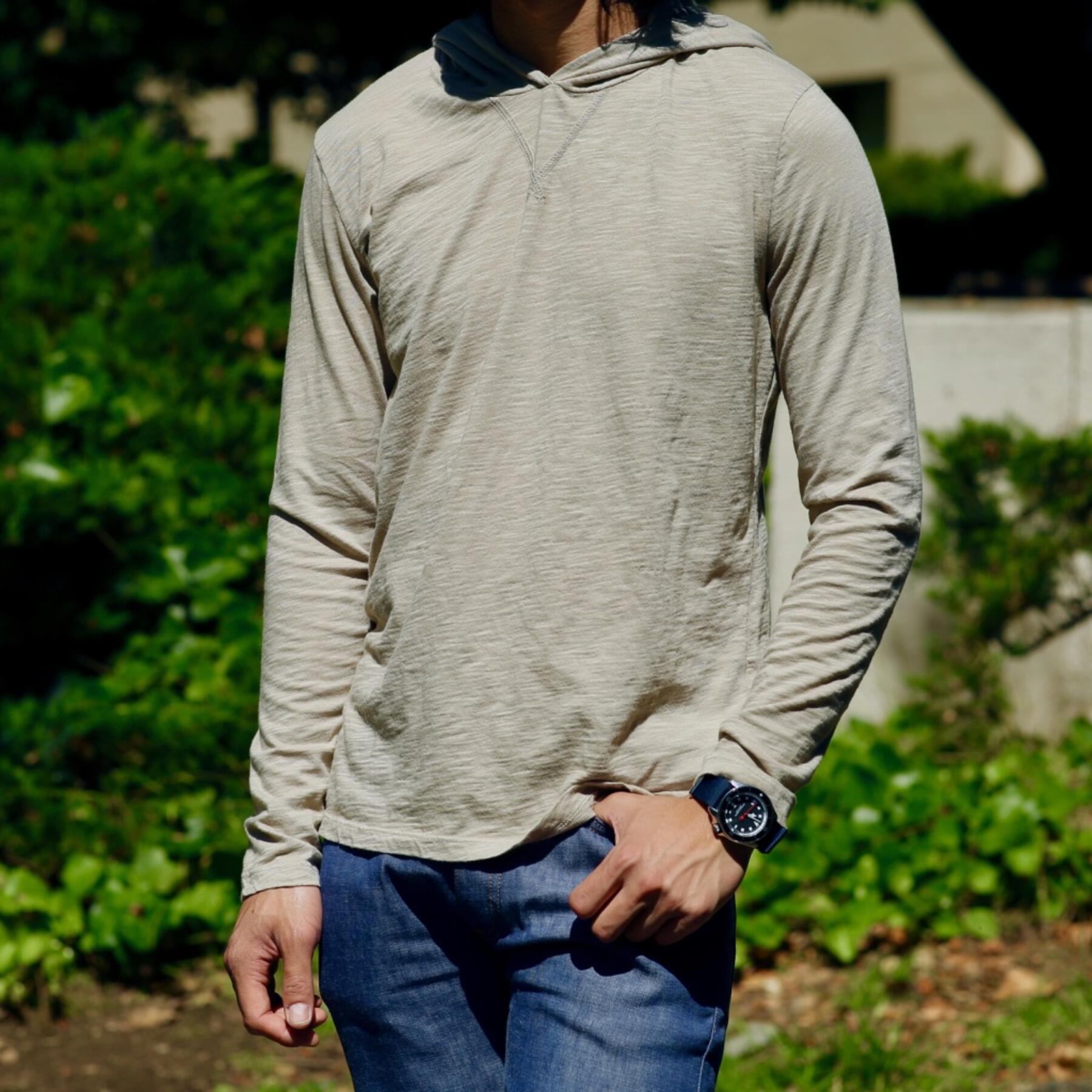 gustin superlight slub hoodie - sand