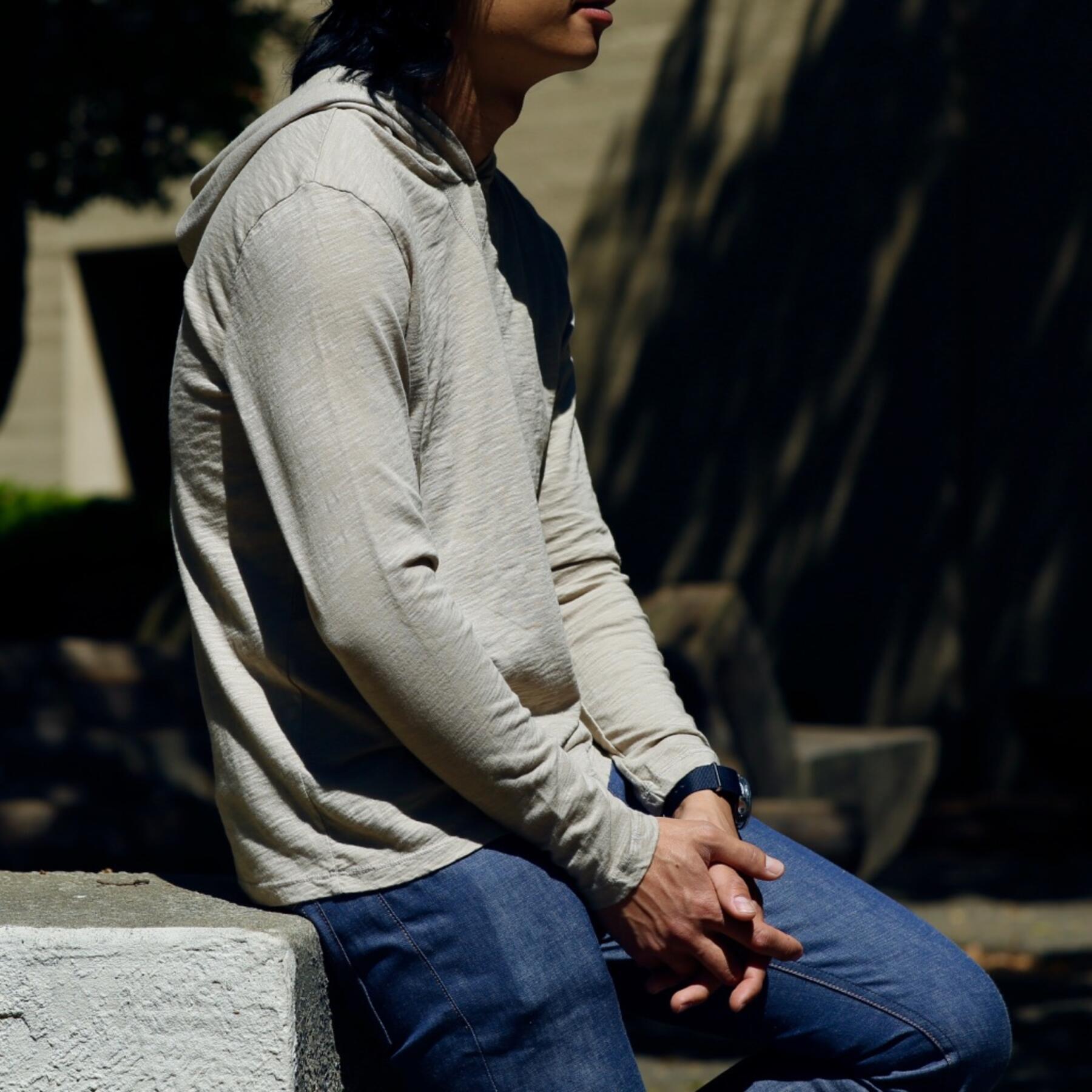 gustin superlight slub hoodie - sand