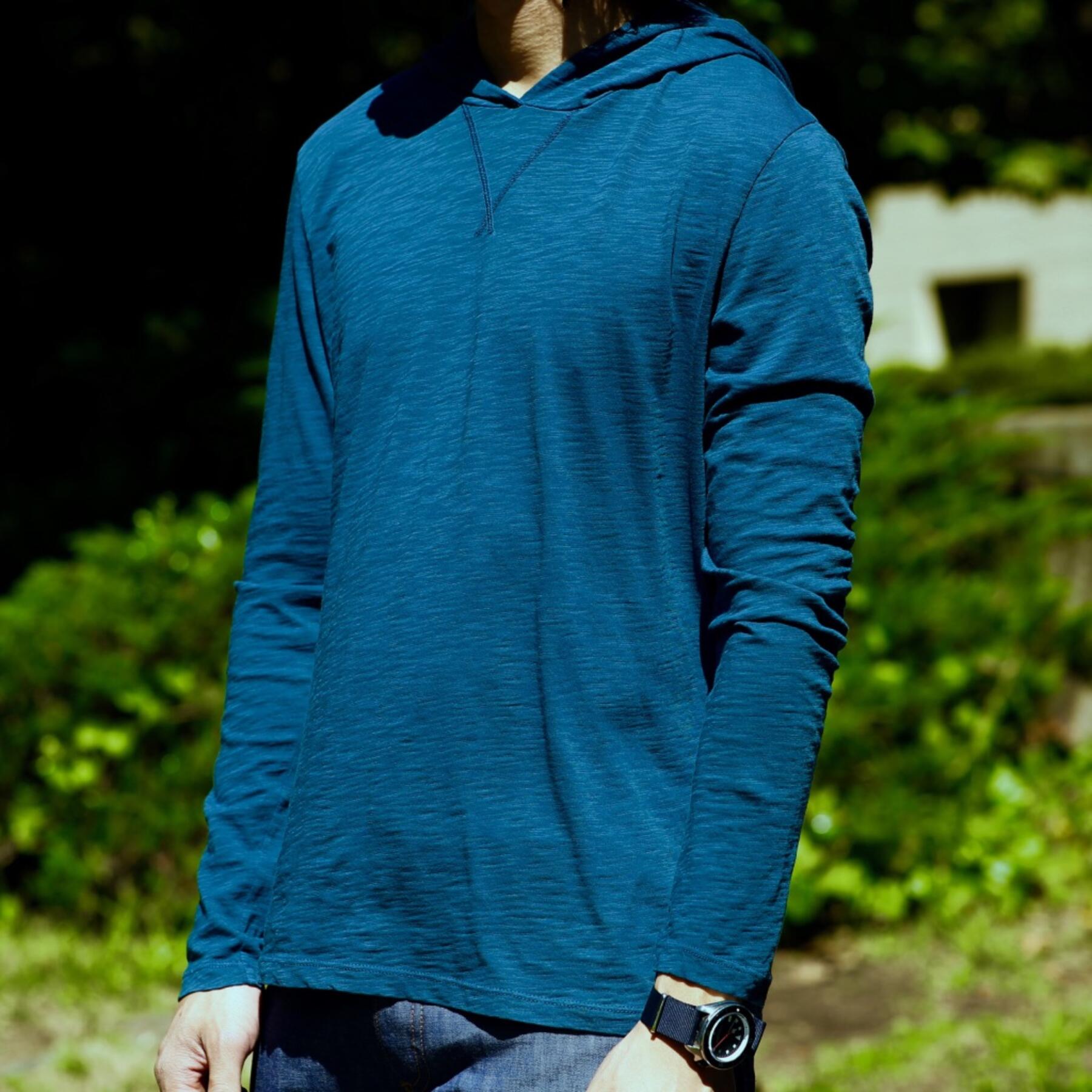 gustin superlight slub hoodie - deep ocean