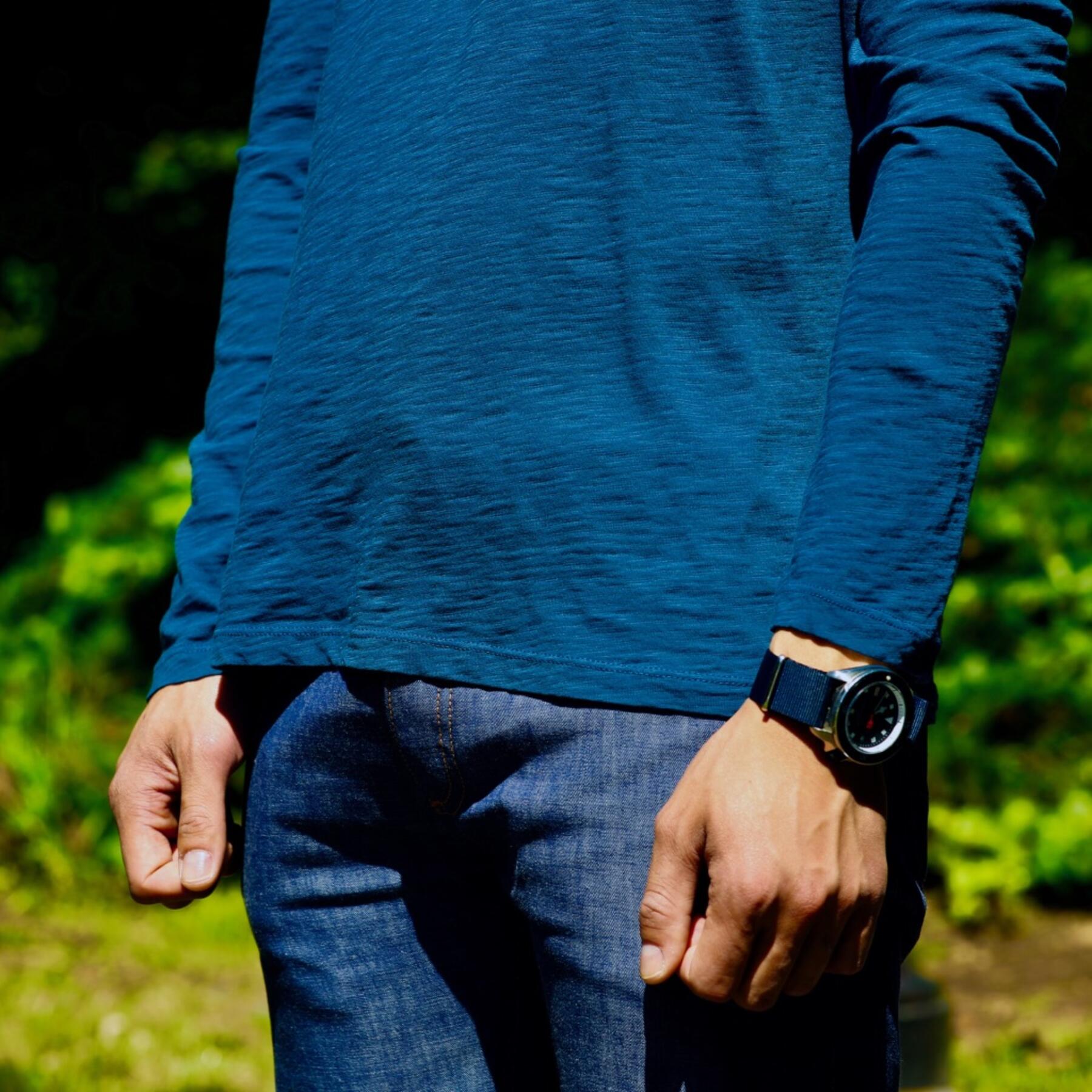 gustin superlight slub hoodie - deep ocean