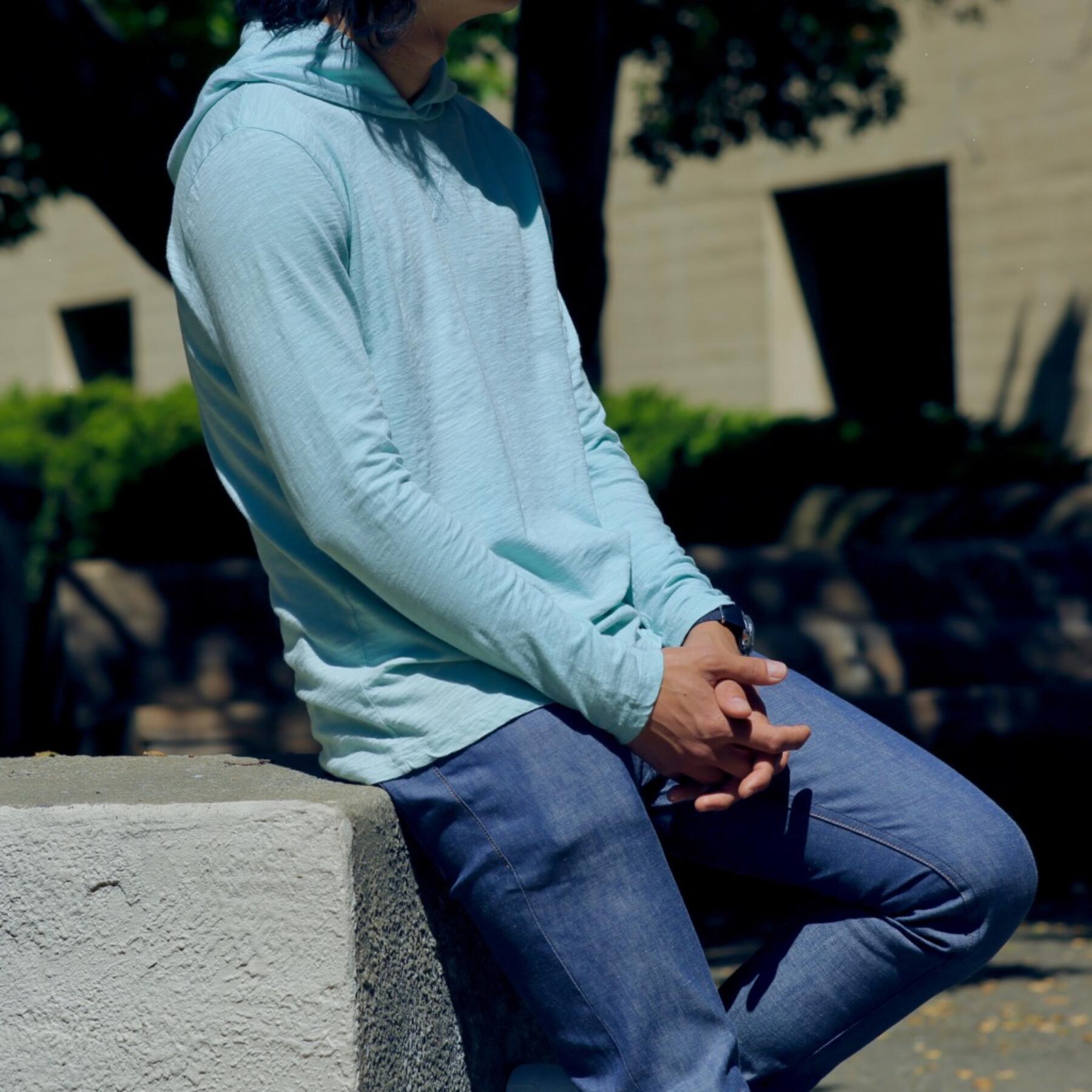 gustin superlight slub hoodie - faded sky