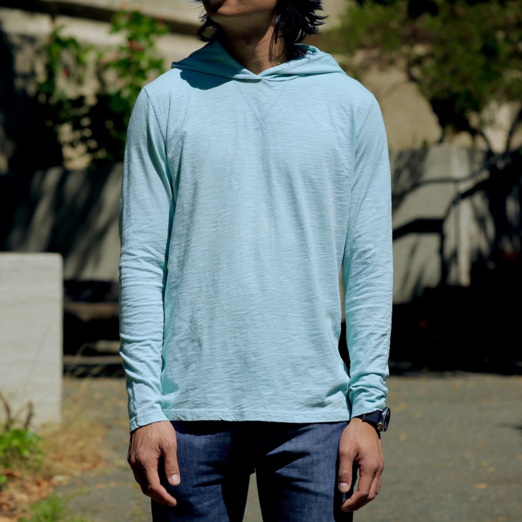 gustin superlight slub hoodie - faded sky