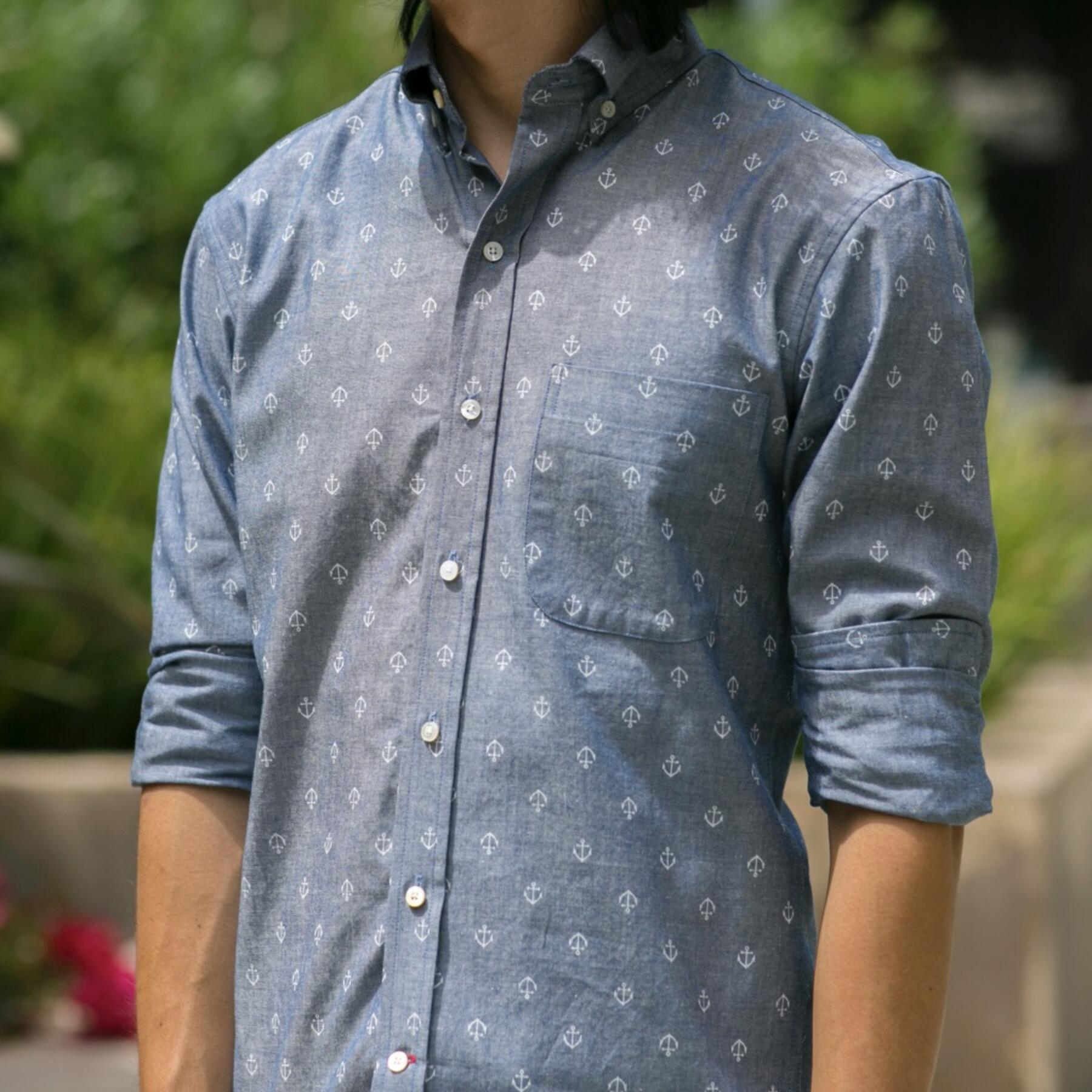 gustin #604 indigo anchor chambray