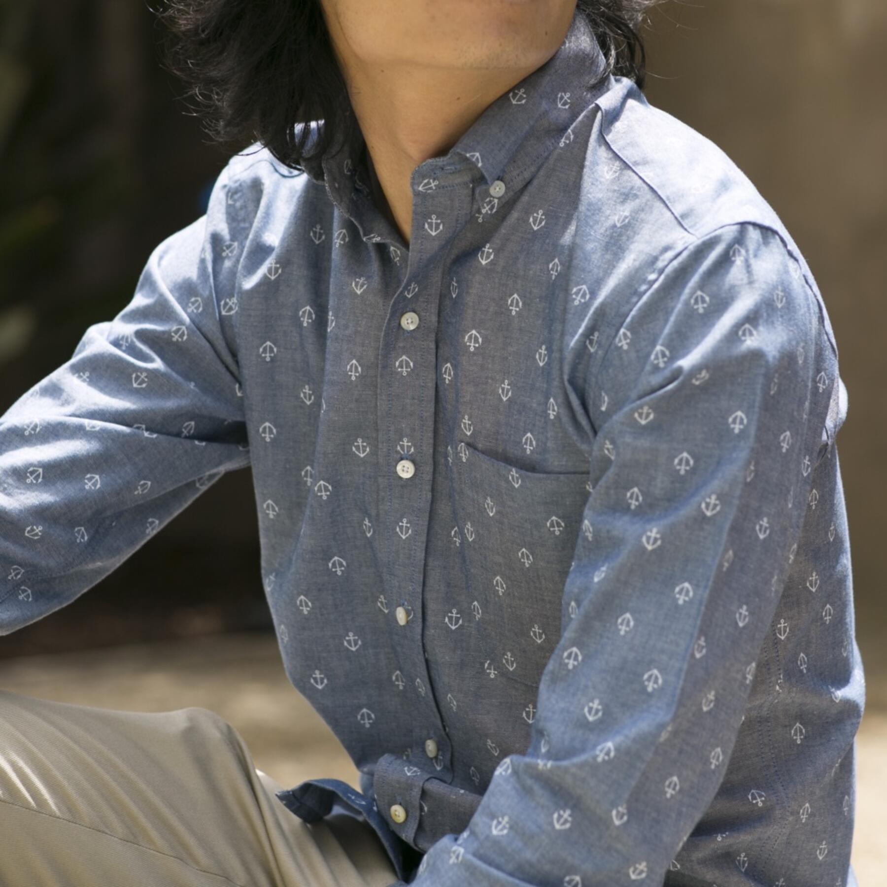 gustin #604 indigo anchor chambray