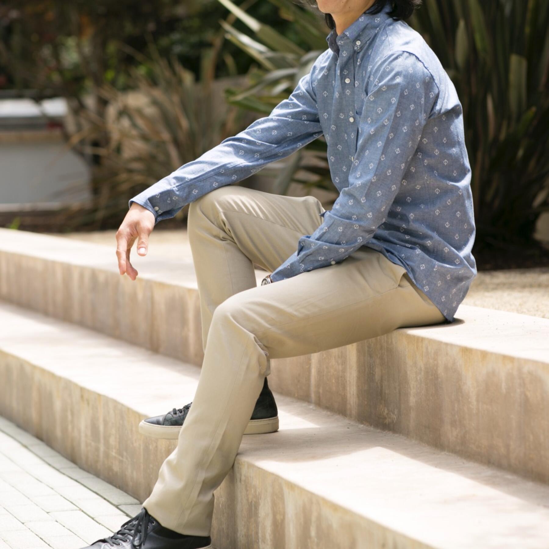 gustin #604 indigo anchor chambray