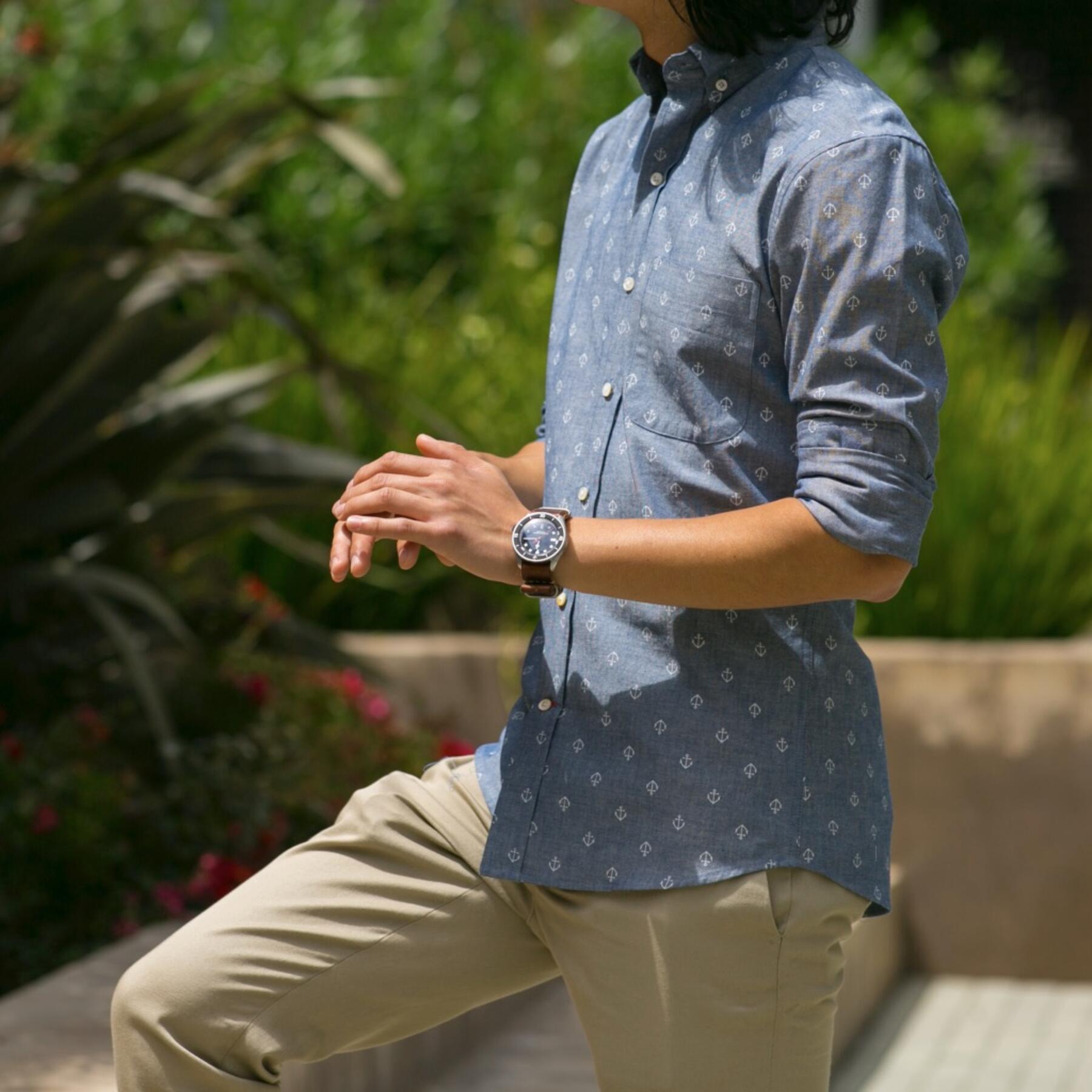 gustin #604 indigo anchor chambray