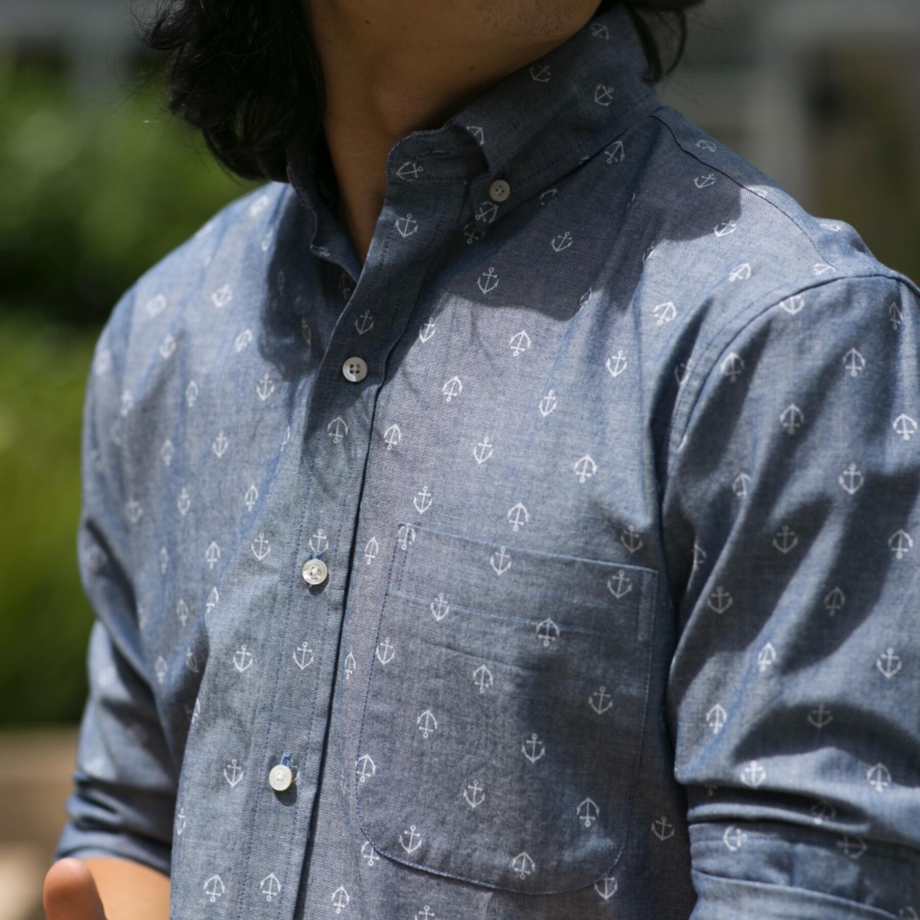 gustin #604 indigo anchor chambray