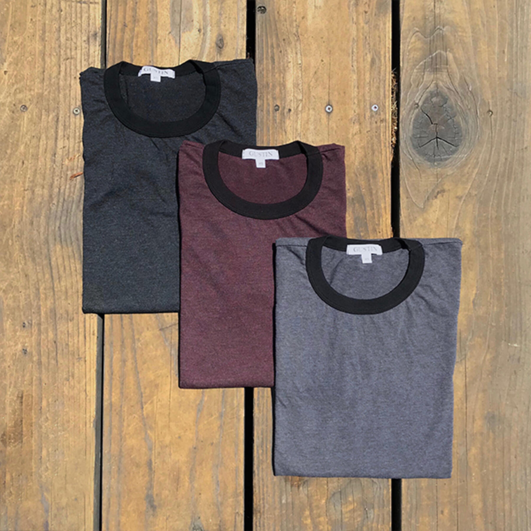 gustin ringer heather t-shirt 3pk - graphite, burgundy, coal