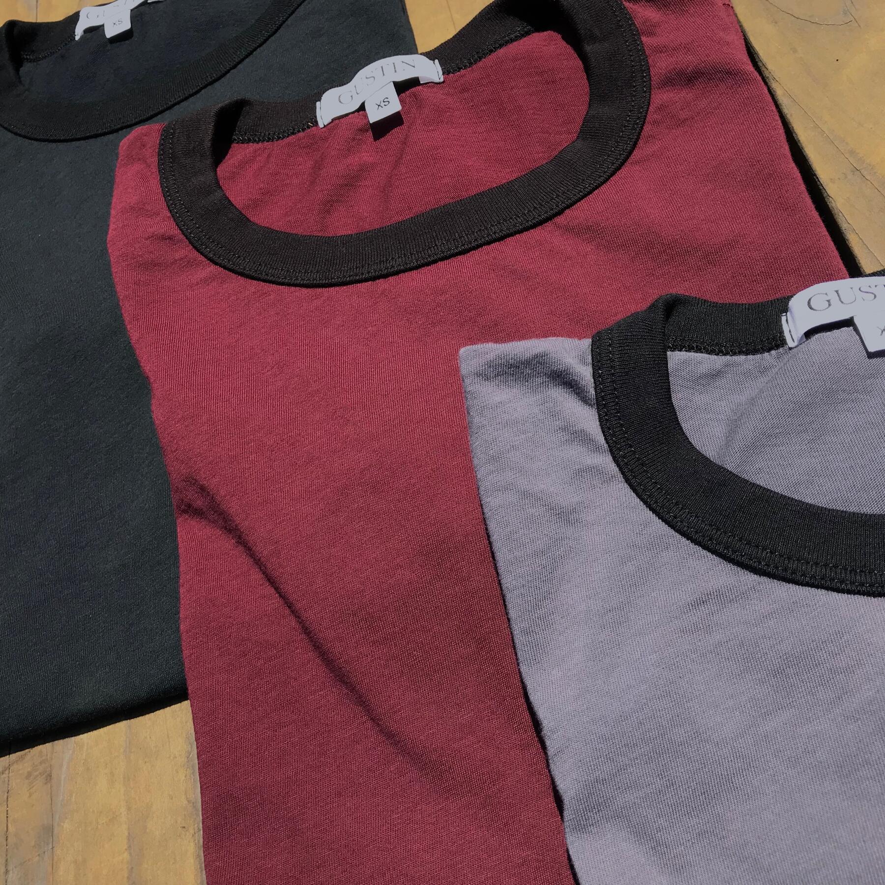 gustin ringer cotton t-shirt 3pk - graphite, burgundy, coal