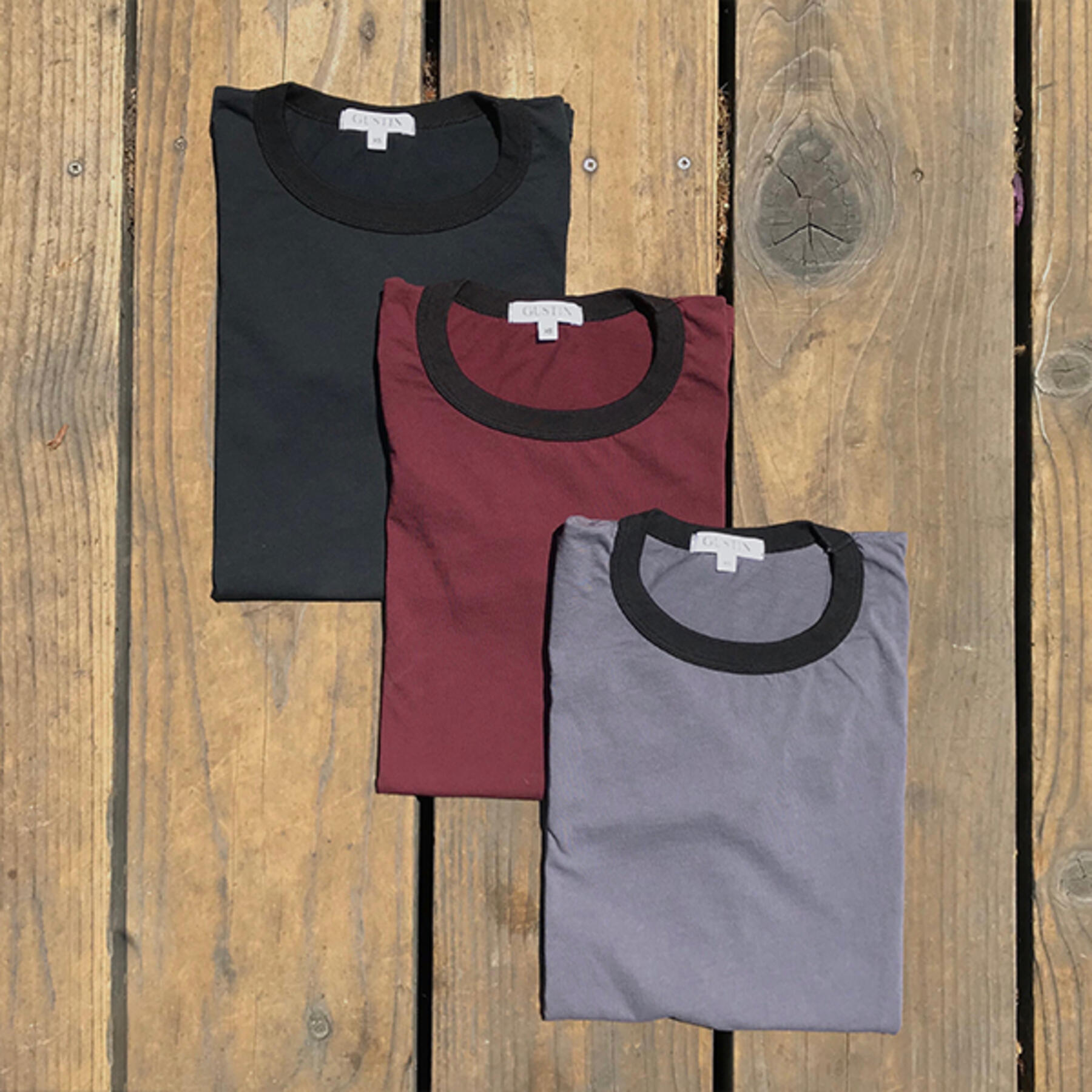 gustin ringer cotton t-shirt 3pk - graphite, burgundy, coal
