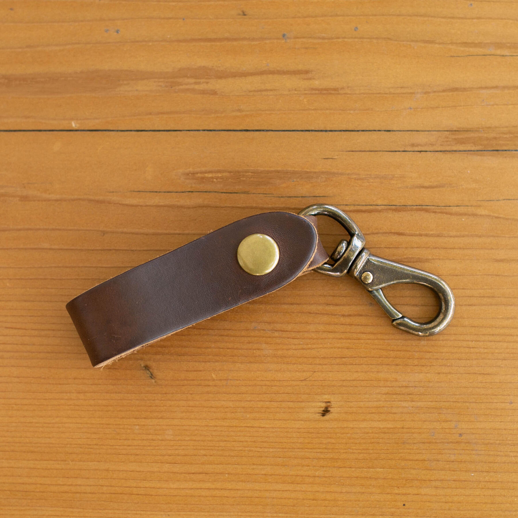 gustin swivel hook keychain - horween cxl brown