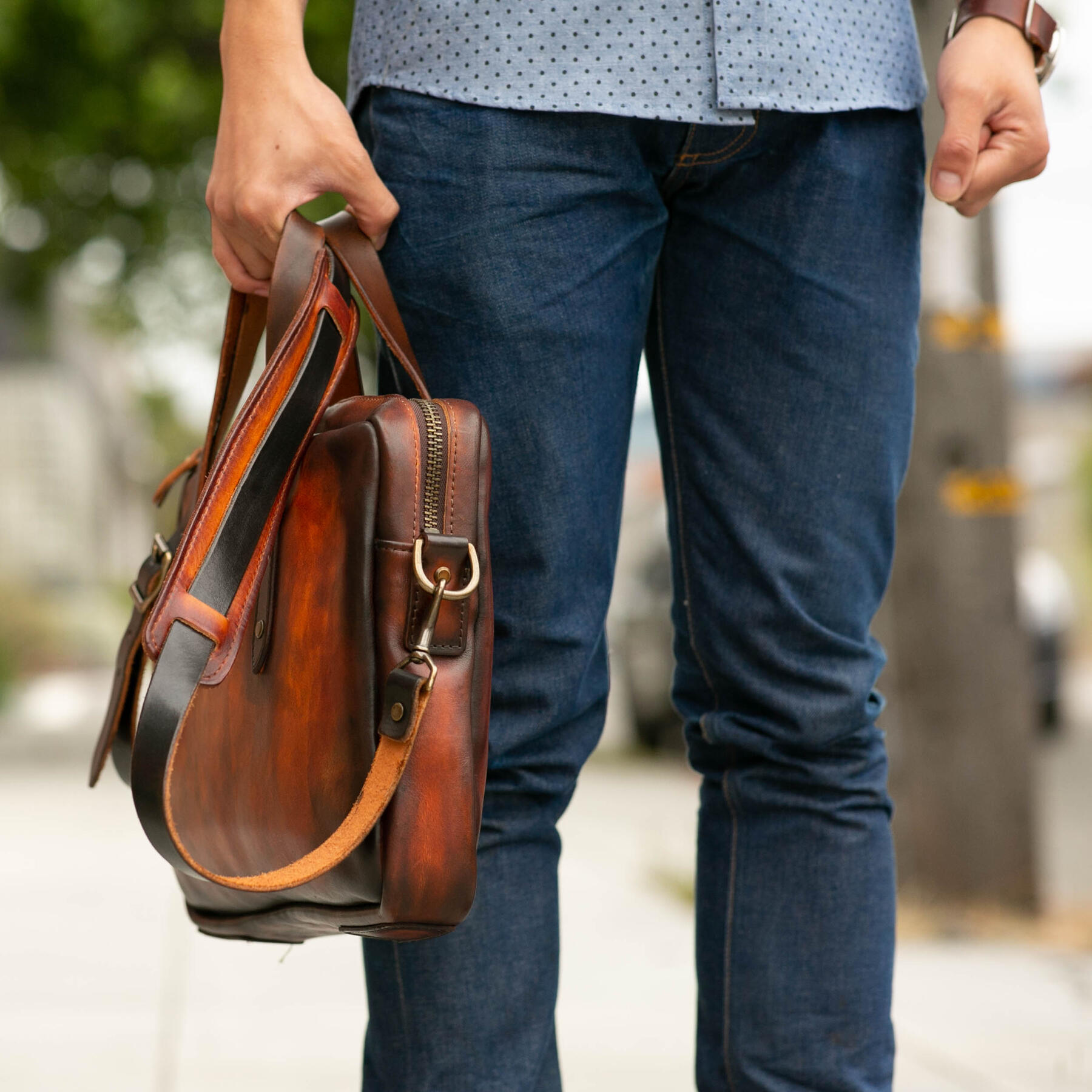gustin burnished horween briefcase