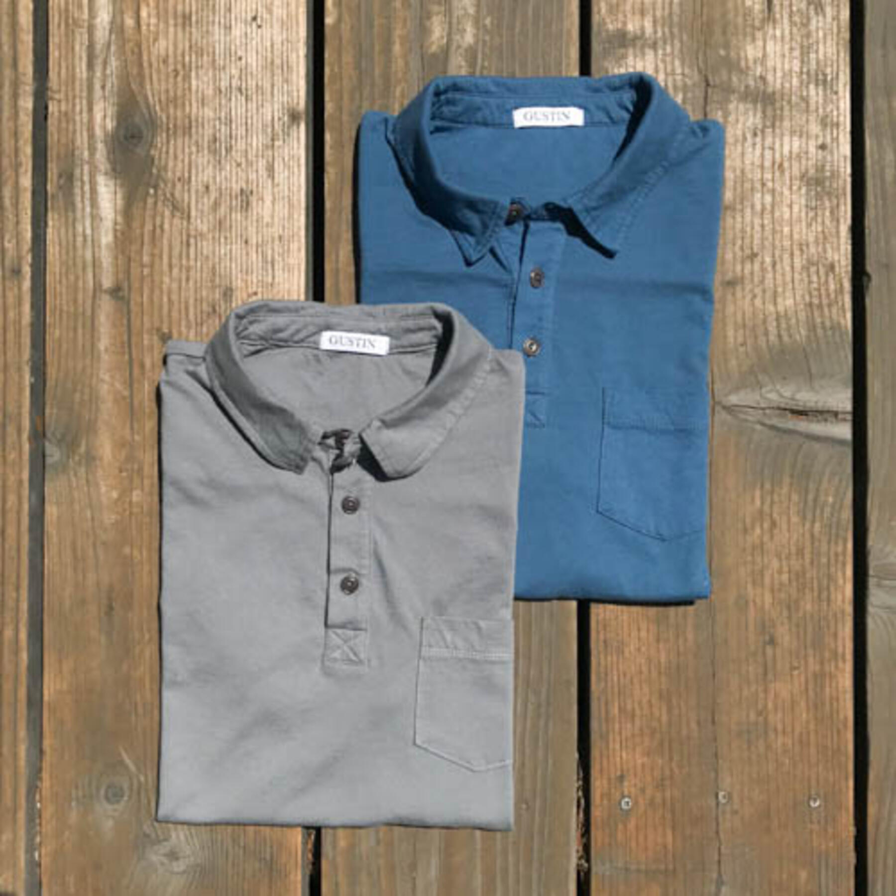gustin usa pocket polo 2 pack (azure, grey)