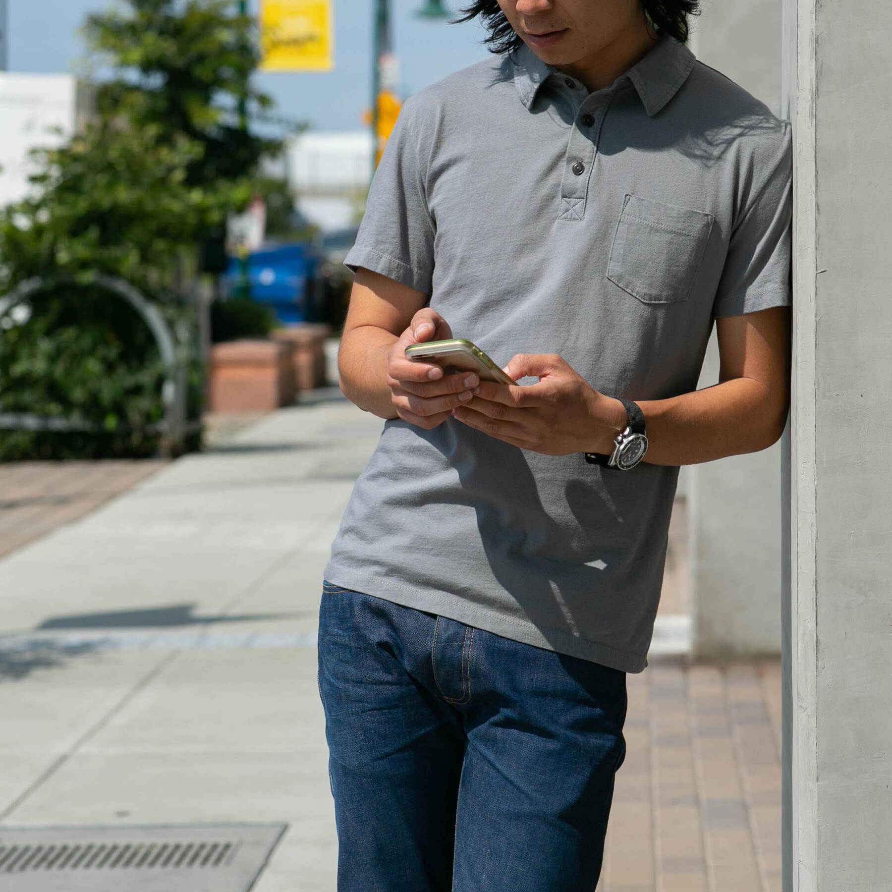gustin usa pocket polo - grey