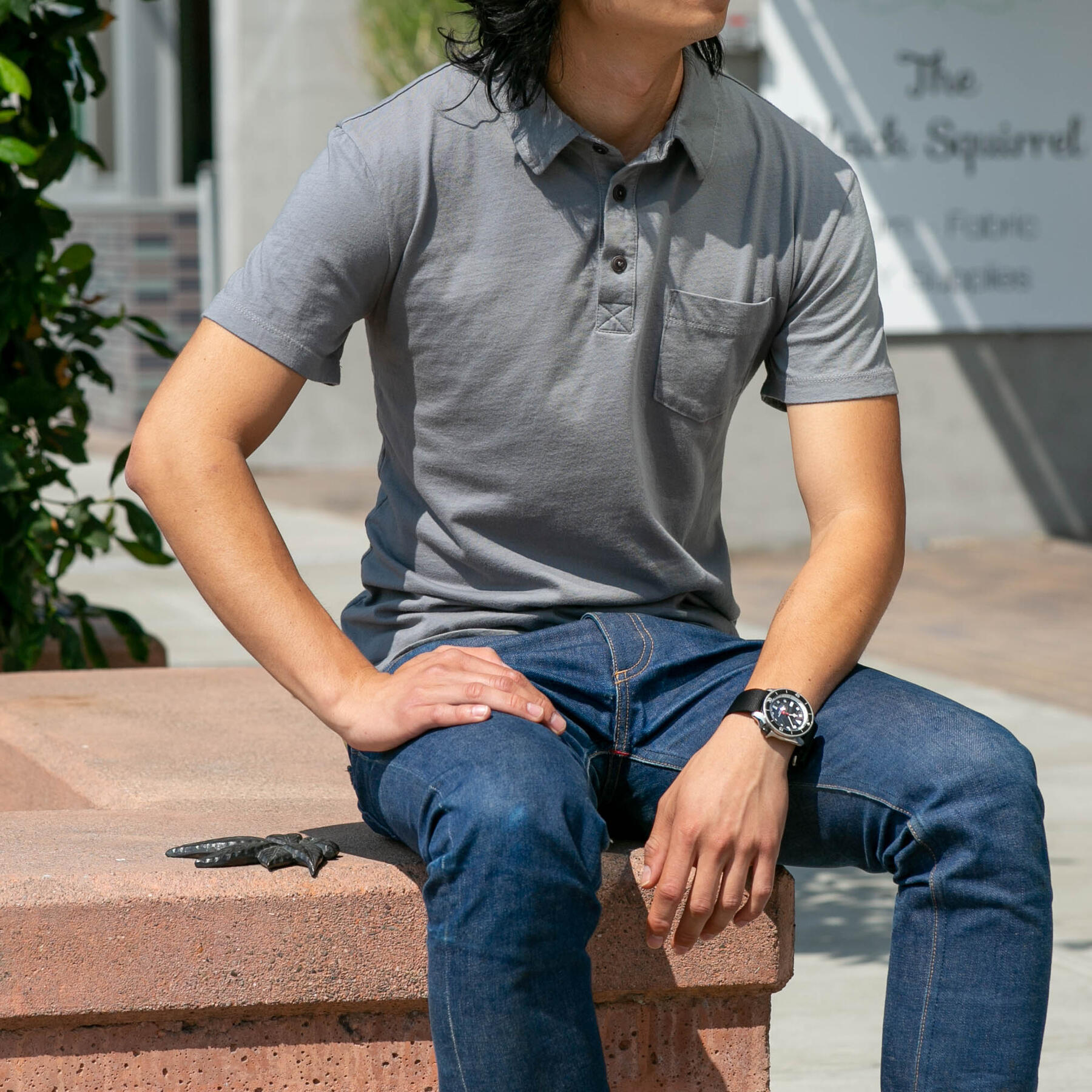 gustin usa pocket polo - grey