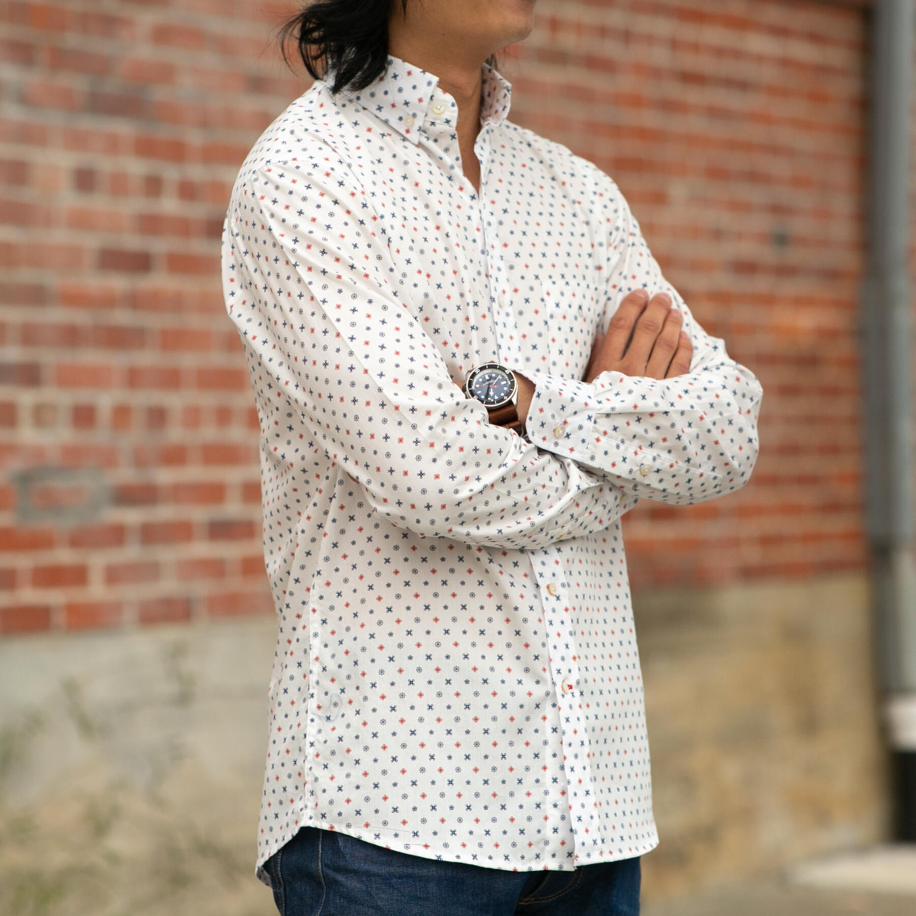 gustin #608 white floral dot poplin