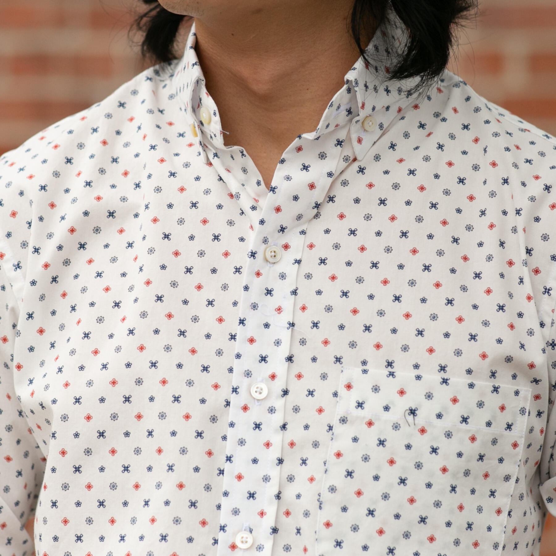 gustin #608 white floral dot poplin