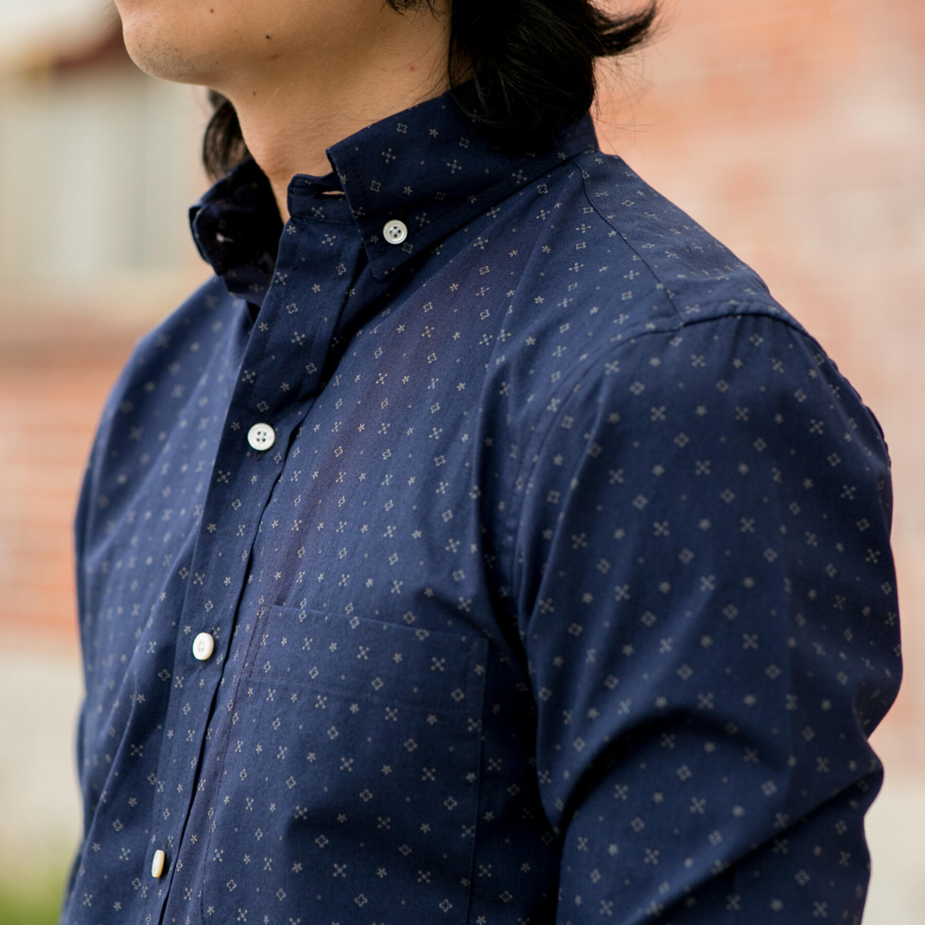 gustin #609 navy floral dot poplin