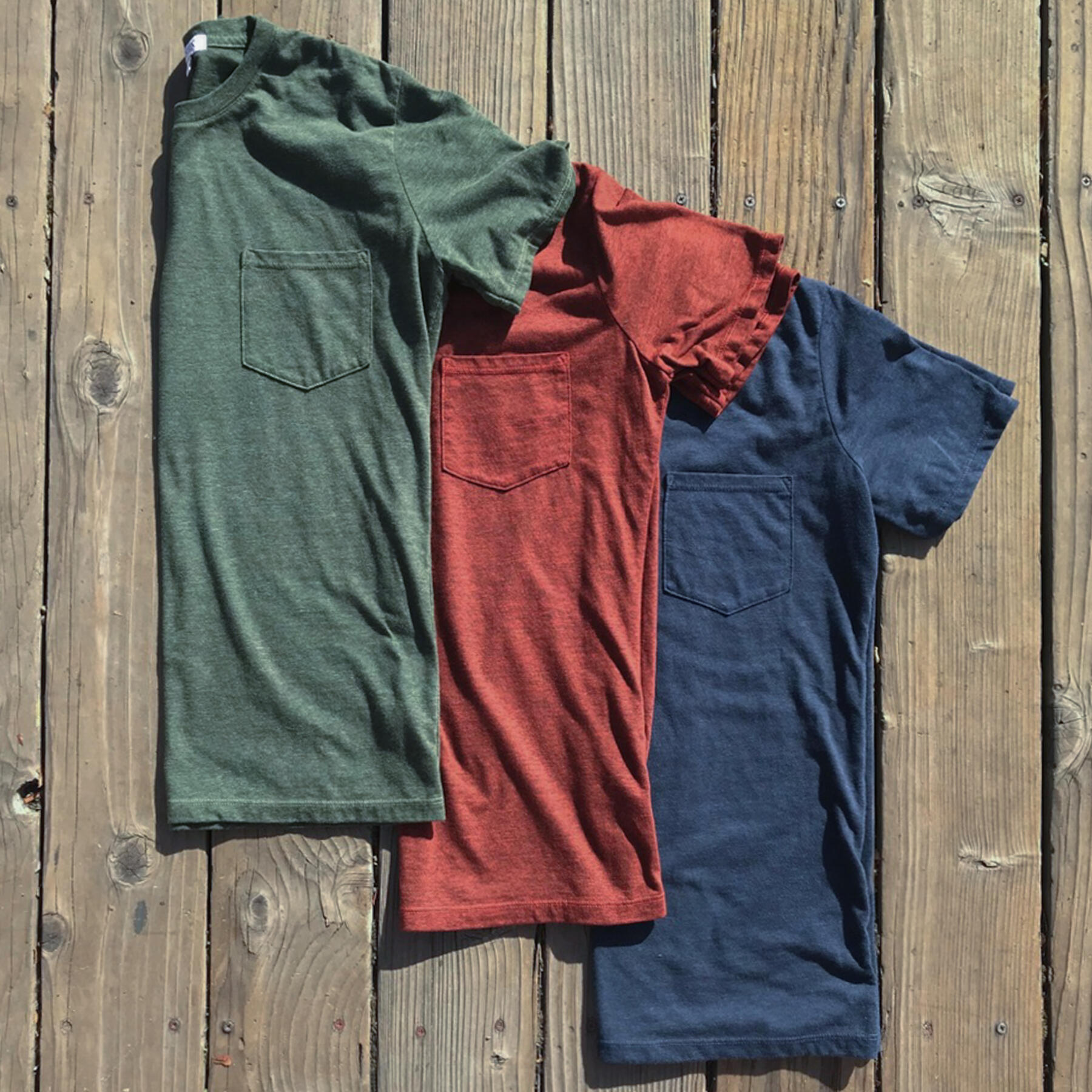 gustin usa heather pocket t-shirt - 3pk (cypress, oxblood, navy)
