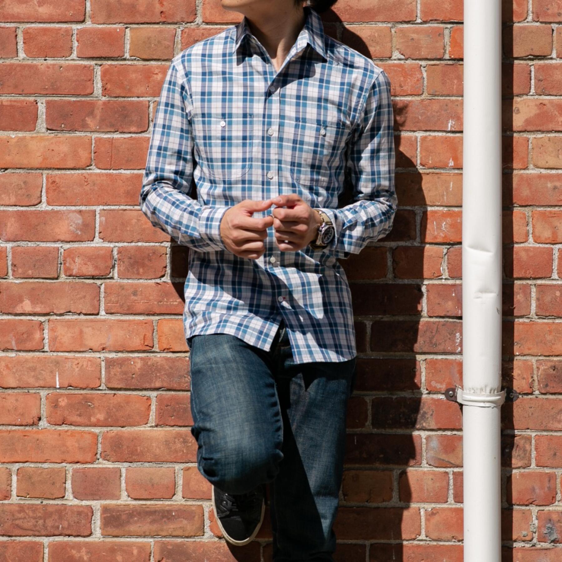 gustin #613 japan vintage blue plaid