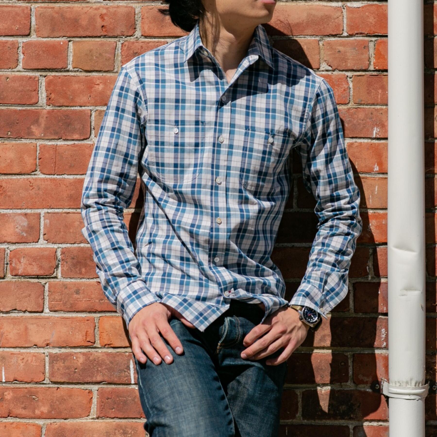 gustin #613 japan vintage blue plaid
