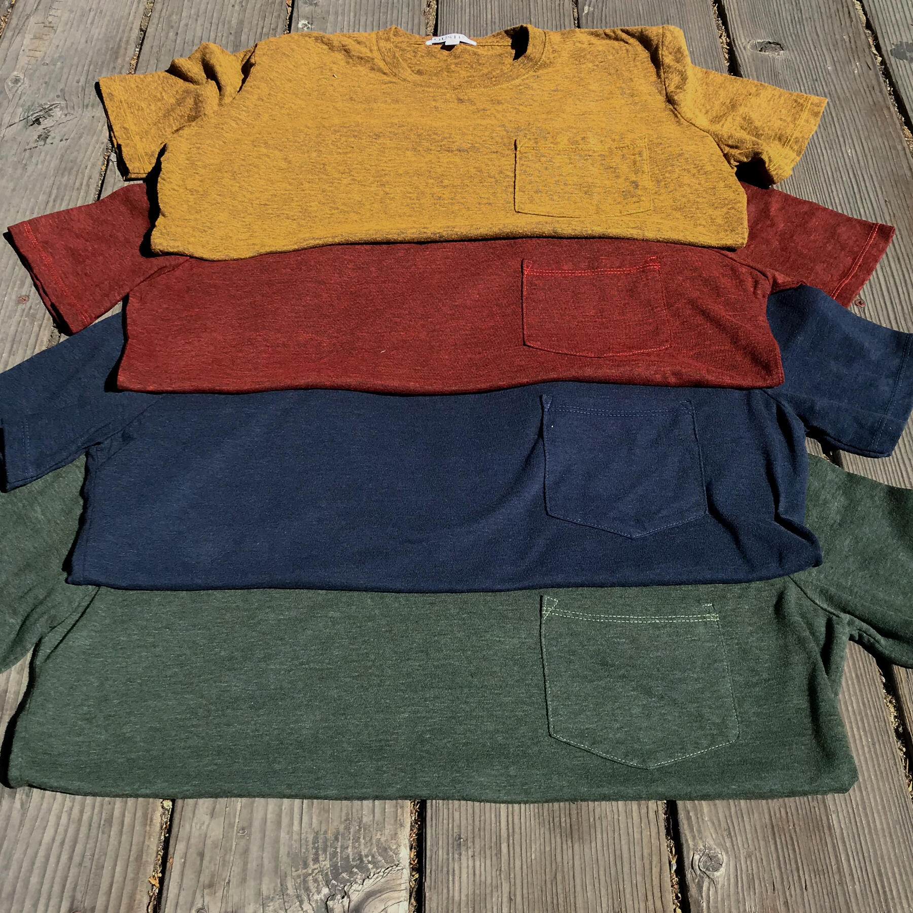 gustin usa heather pocket t-shirt - 4pk (cypress, navy, oxblood, bronze)