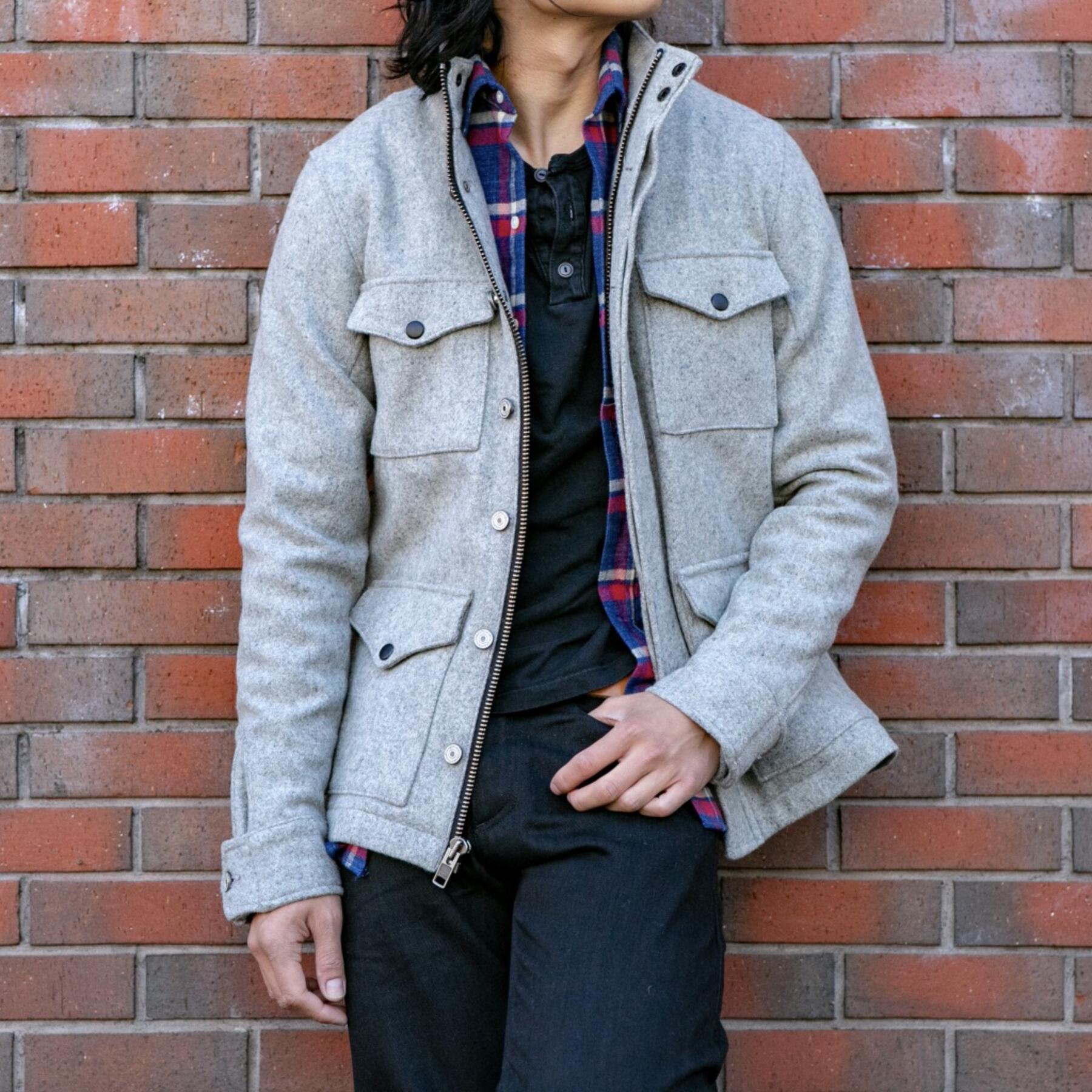 gustin heather grey wool field jacket