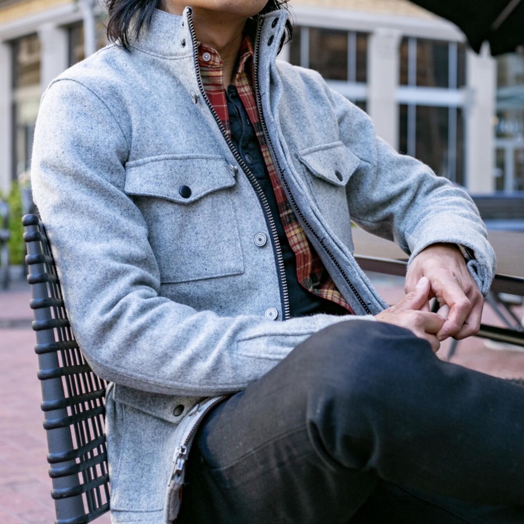 gustin heather grey wool field jacket