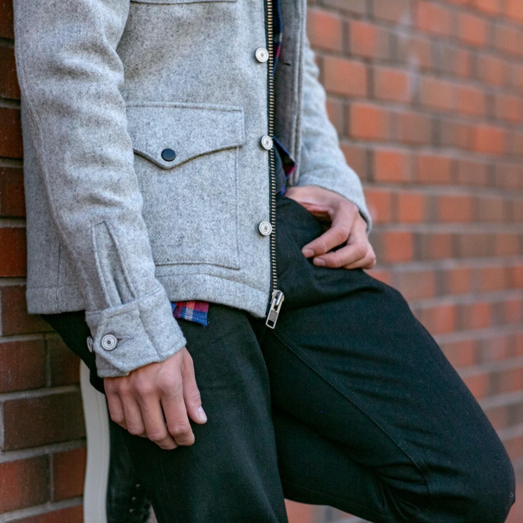 gustin heather grey wool field jacket