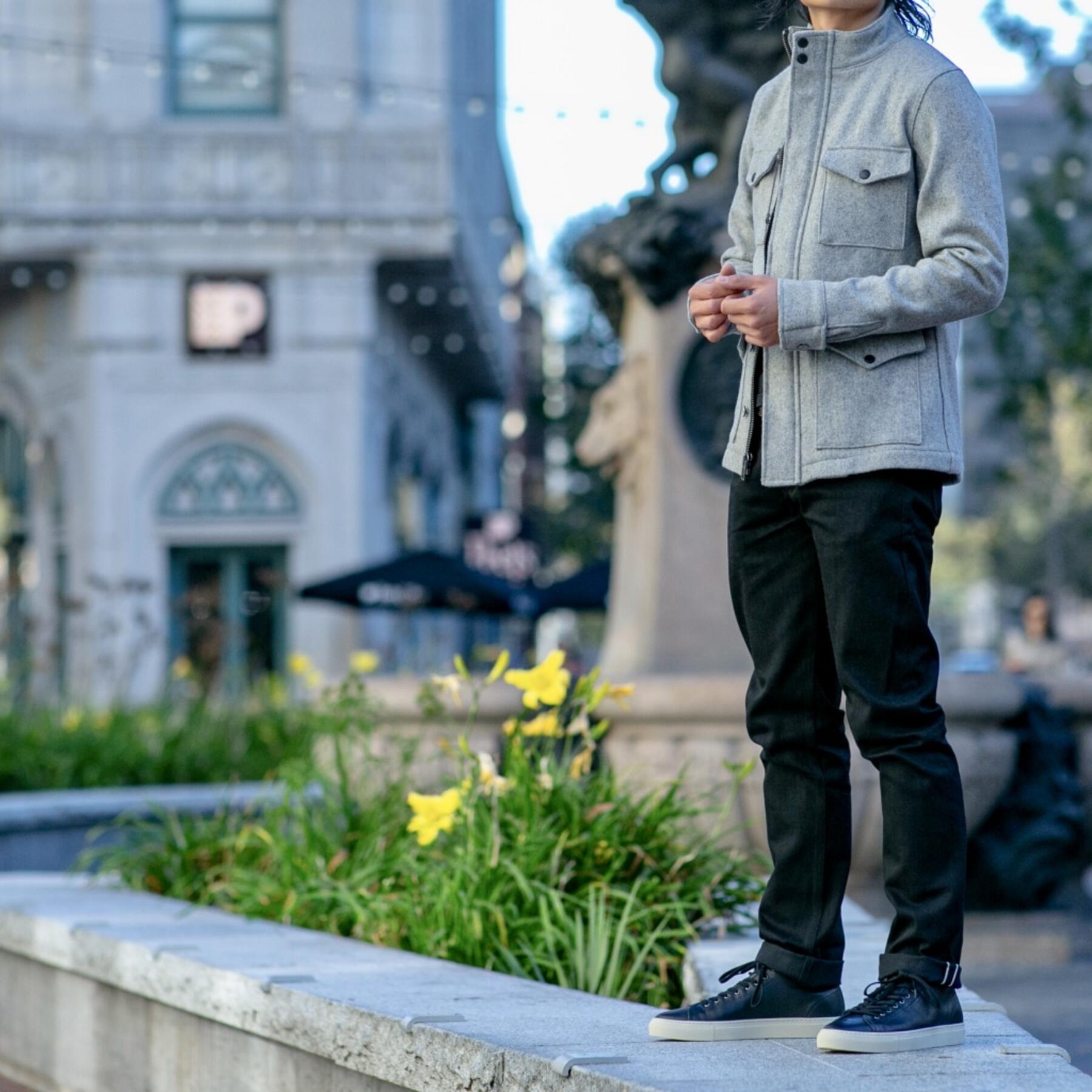 gustin heather grey wool field jacket