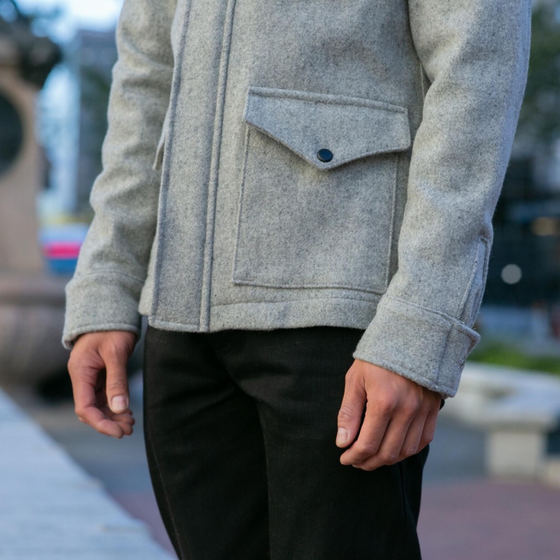 gustin heather grey wool field jacket