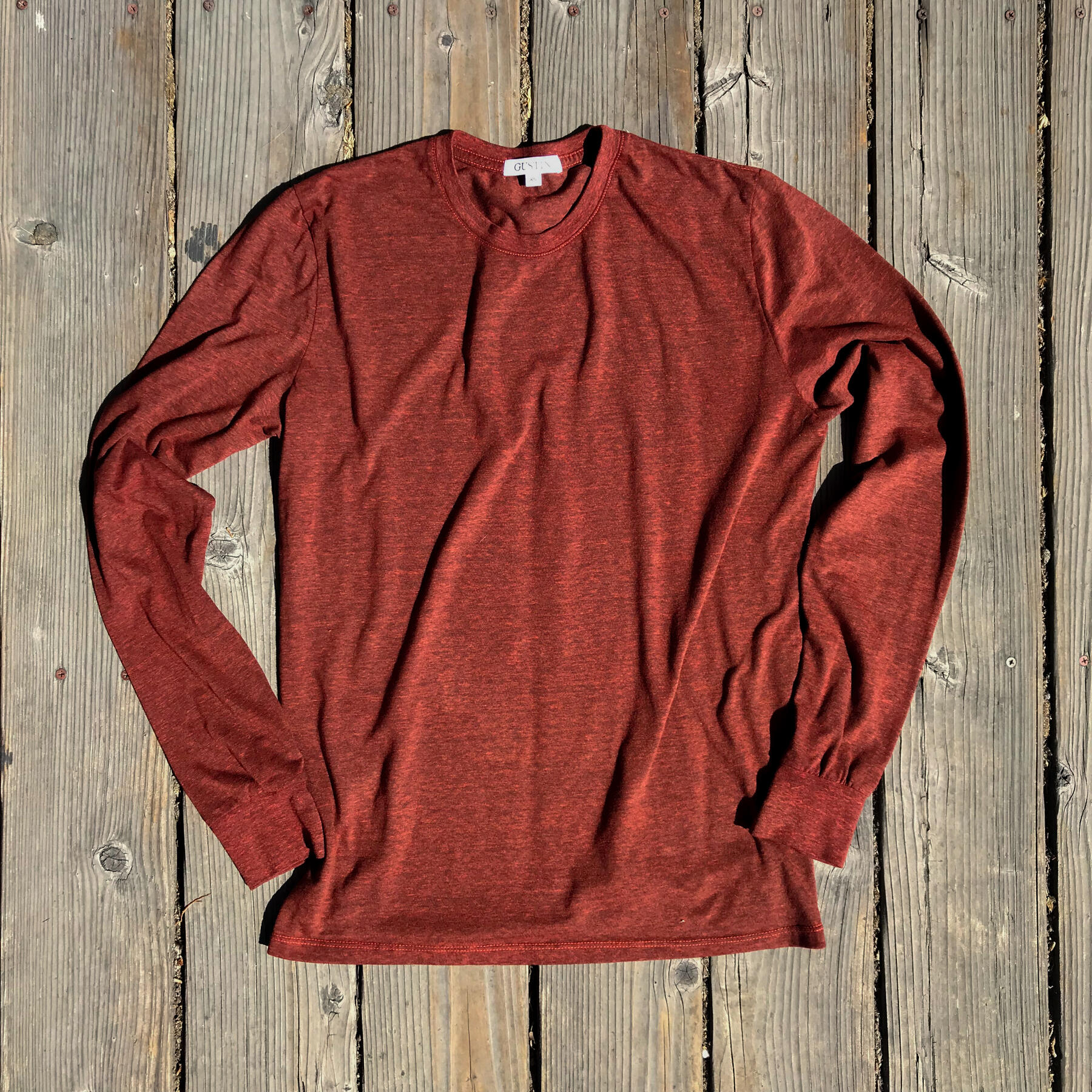 gustin usa heather long sleeve t-shirt 2pk (oxblood, bronze)