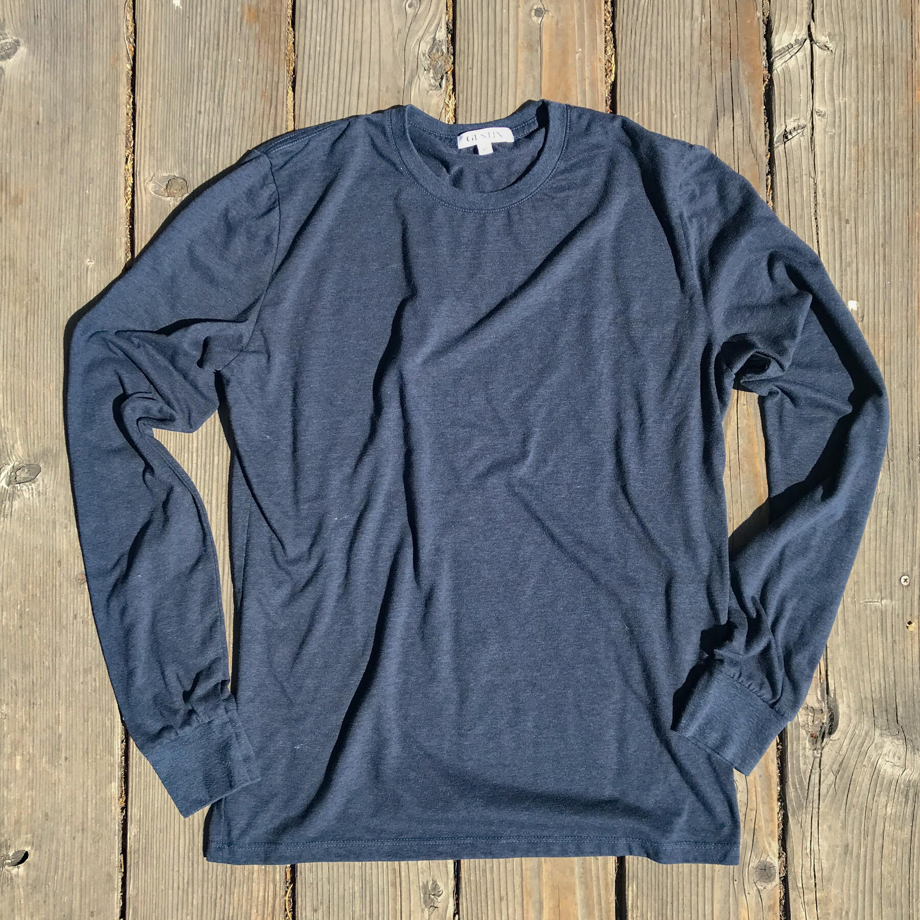 gustin usa heather long sleeve t-shirt 2pk (navy, cypress)