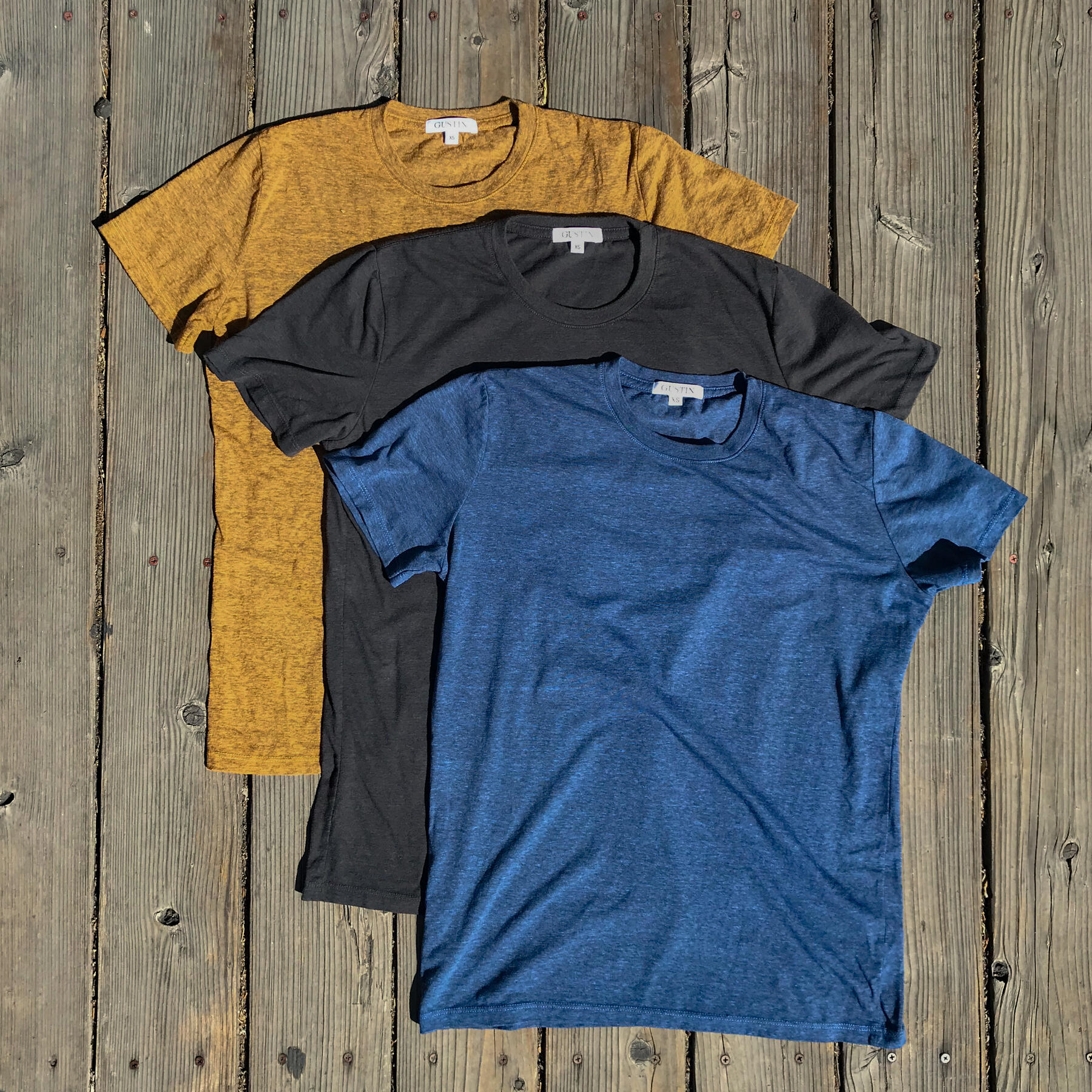 gustin usa heather t-shirt 3pk (bronze, gunmetal, faded blue)