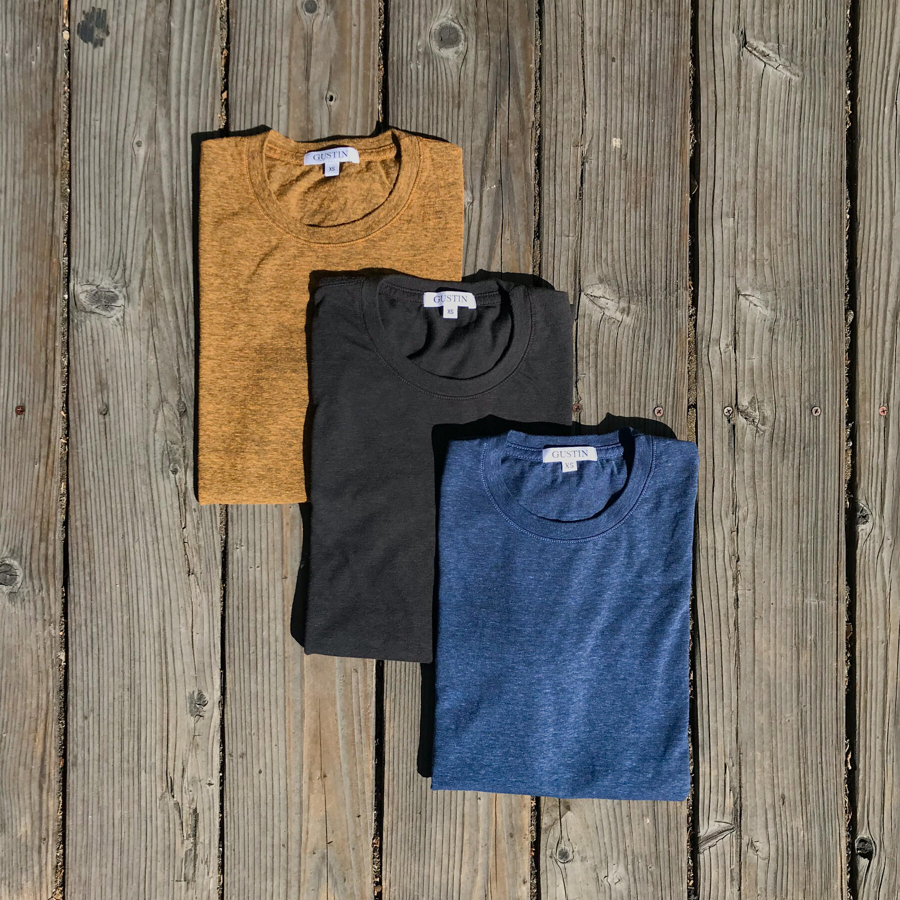 gustin usa heather t-shirt 3pk (bronze, gunmetal, faded blue)