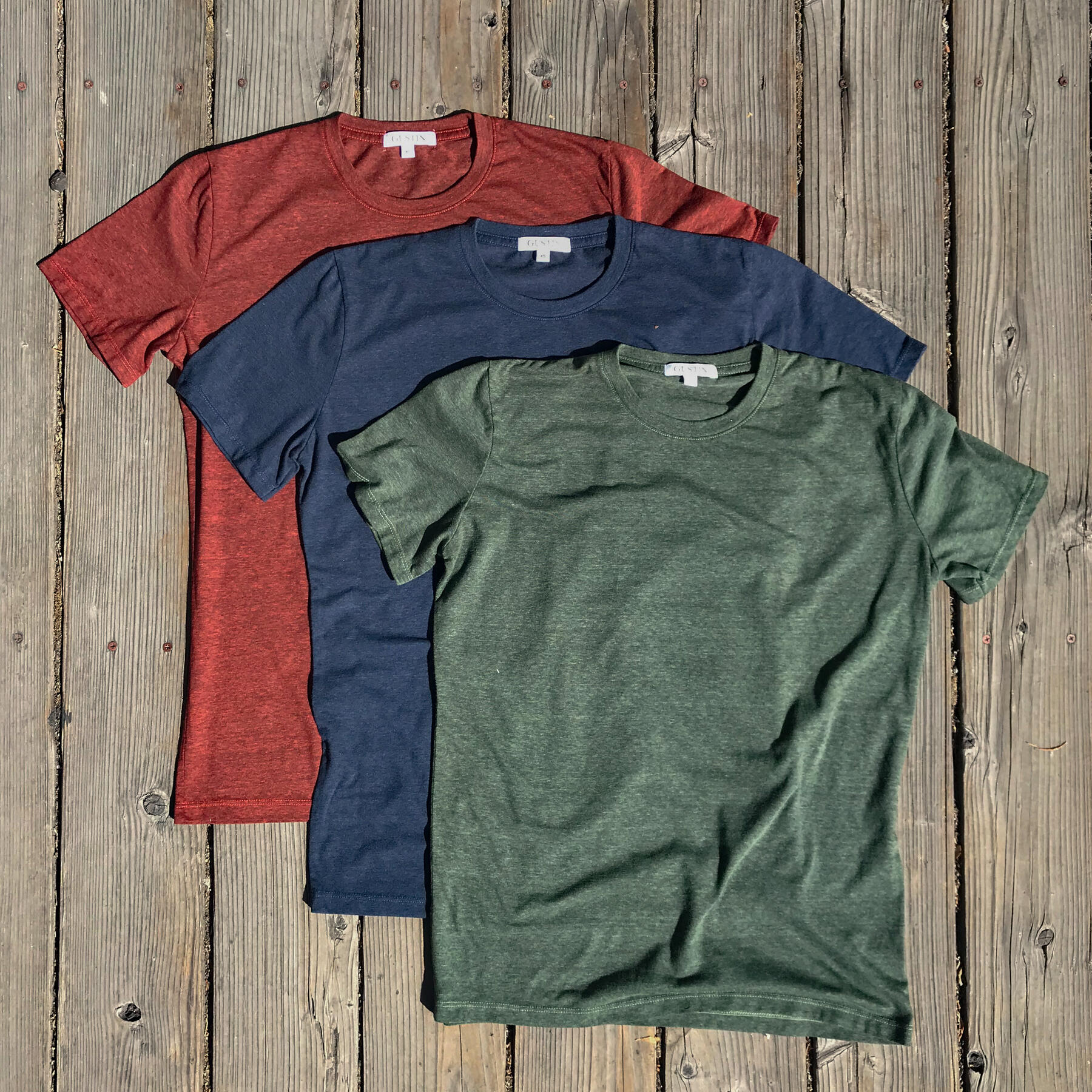 gustin usa heather t-shirt 3pk (oxblood, navy, cypress)