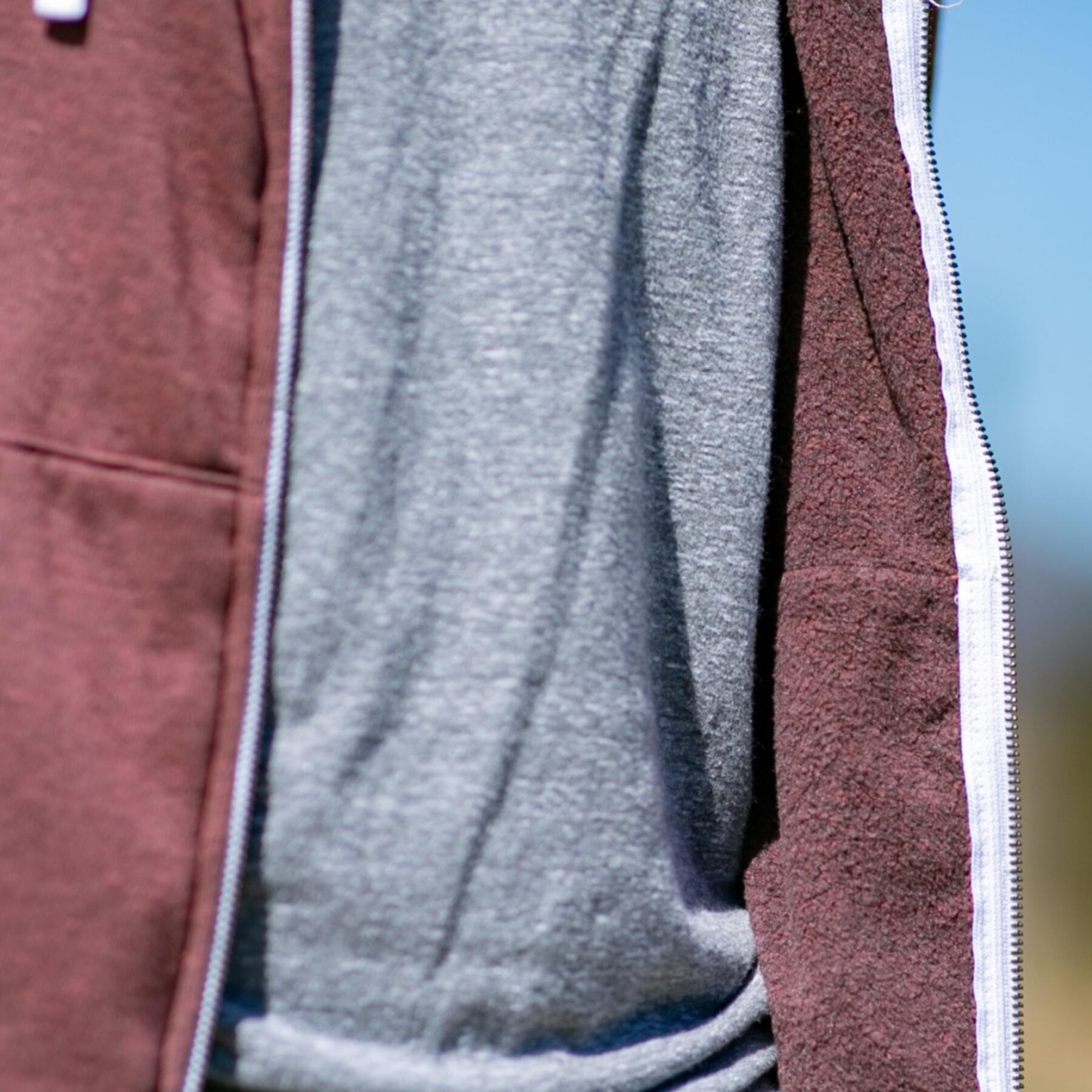 gustin fleece zip hoodie - heather oxblood
