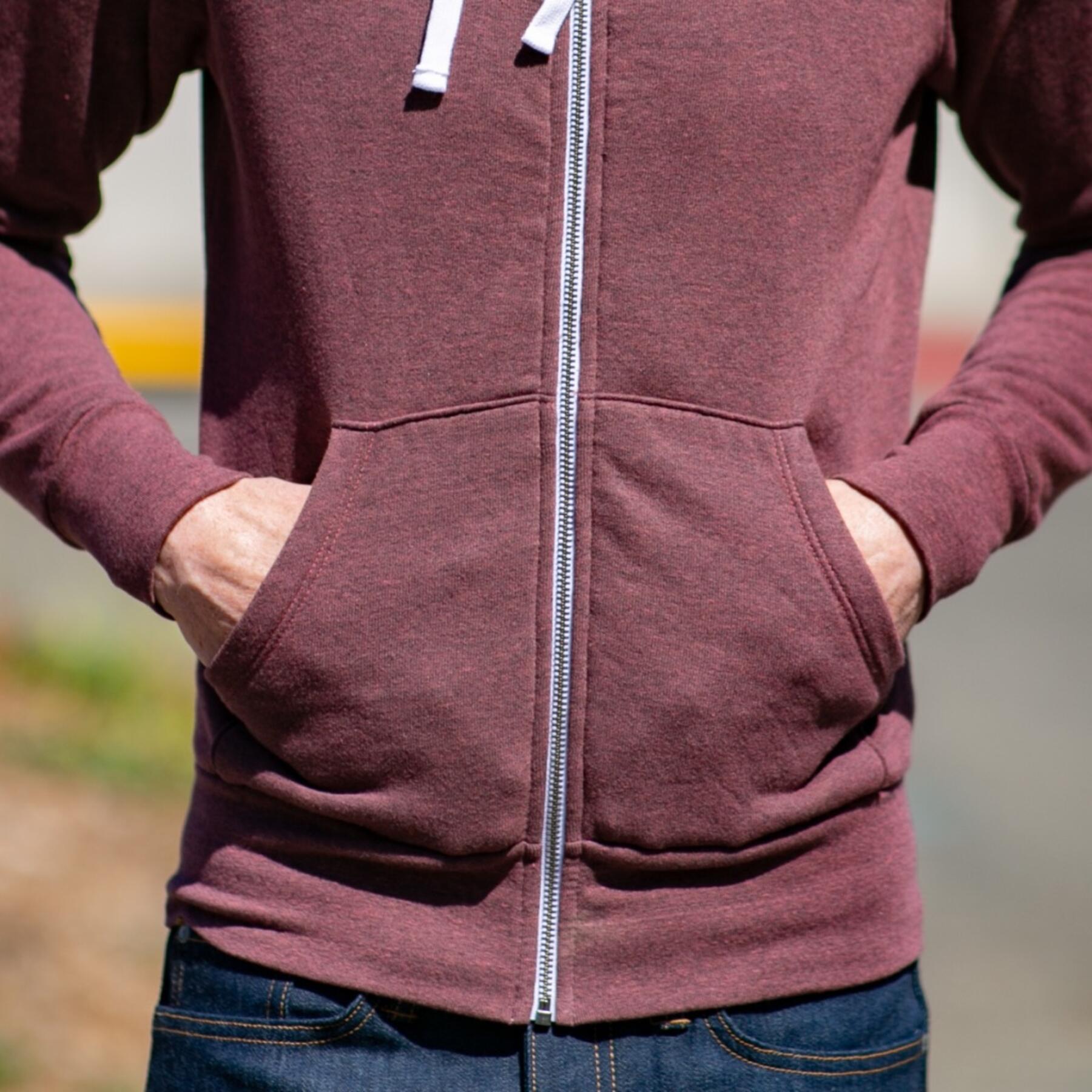 gustin fleece zip hoodie - heather oxblood
