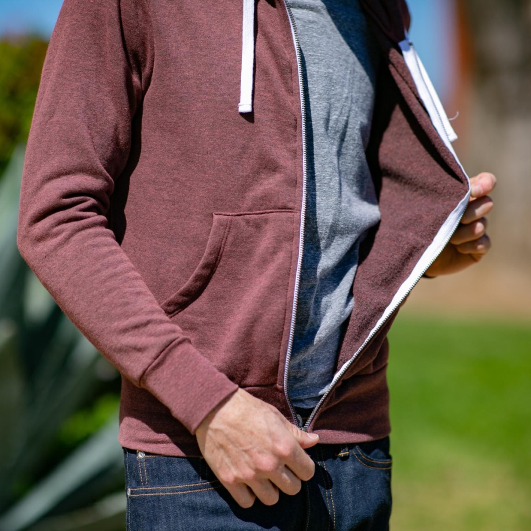 gustin fleece zip hoodie - heather oxblood