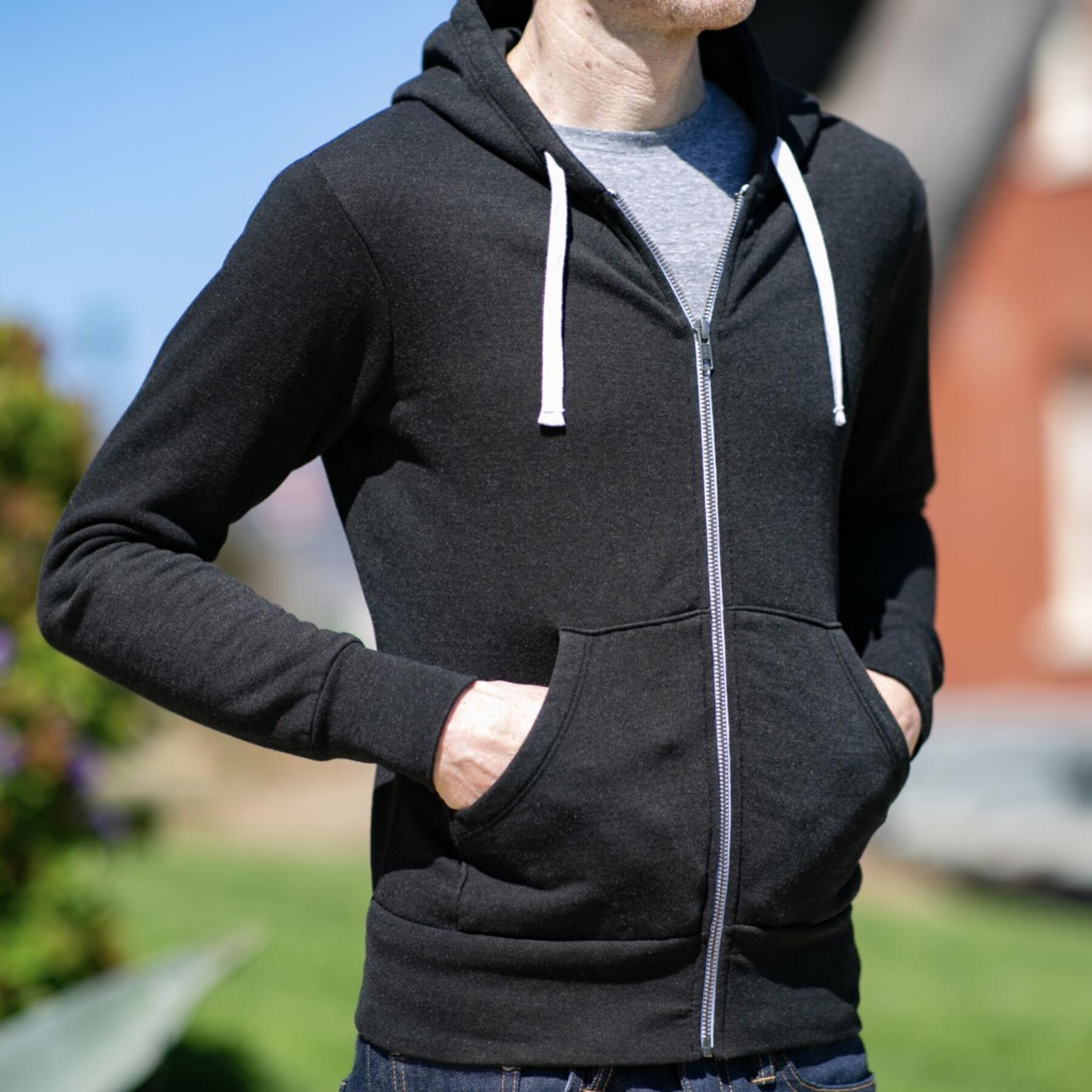 gustin fleece zip hoodie - heather black