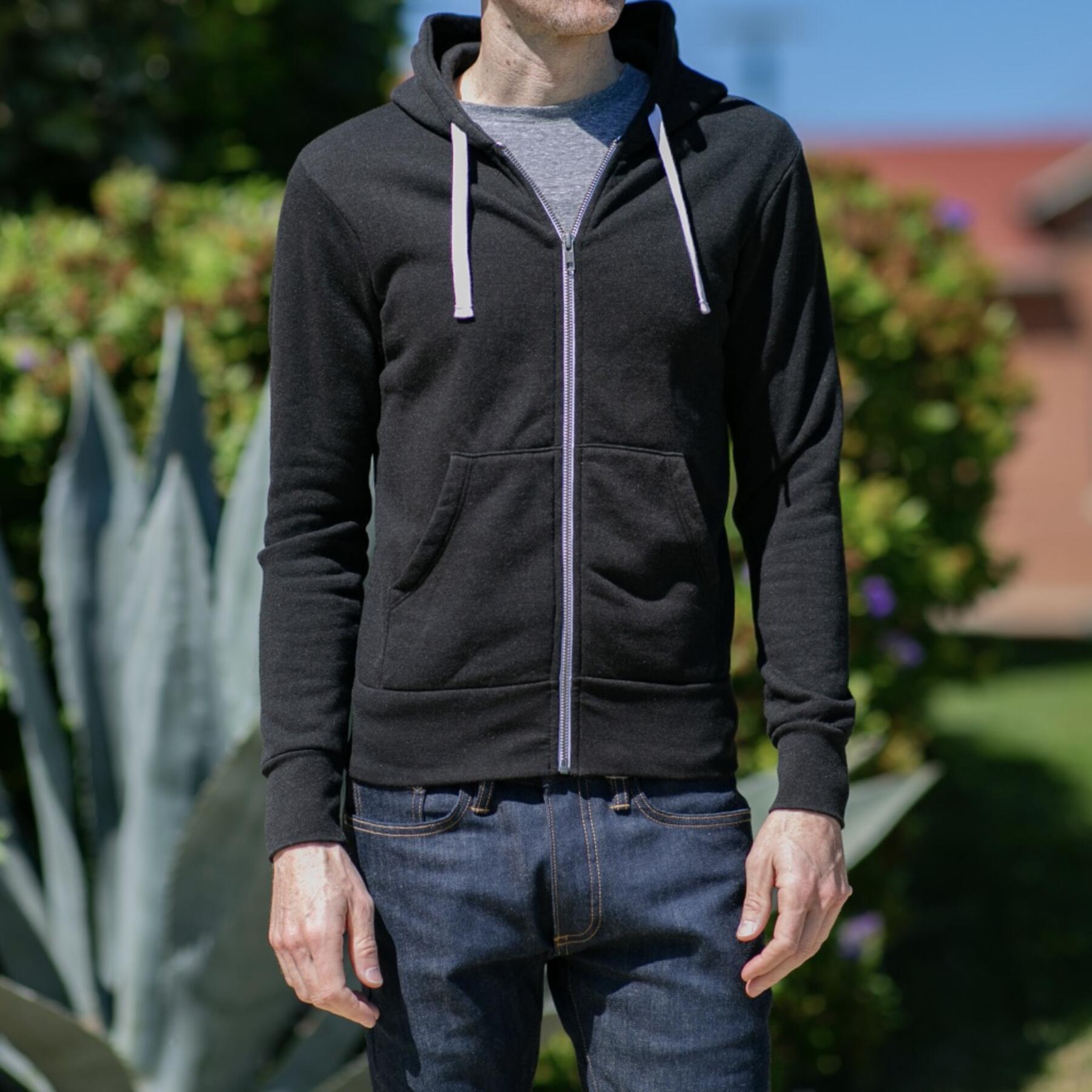 gustin fleece zip hoodie - heather black