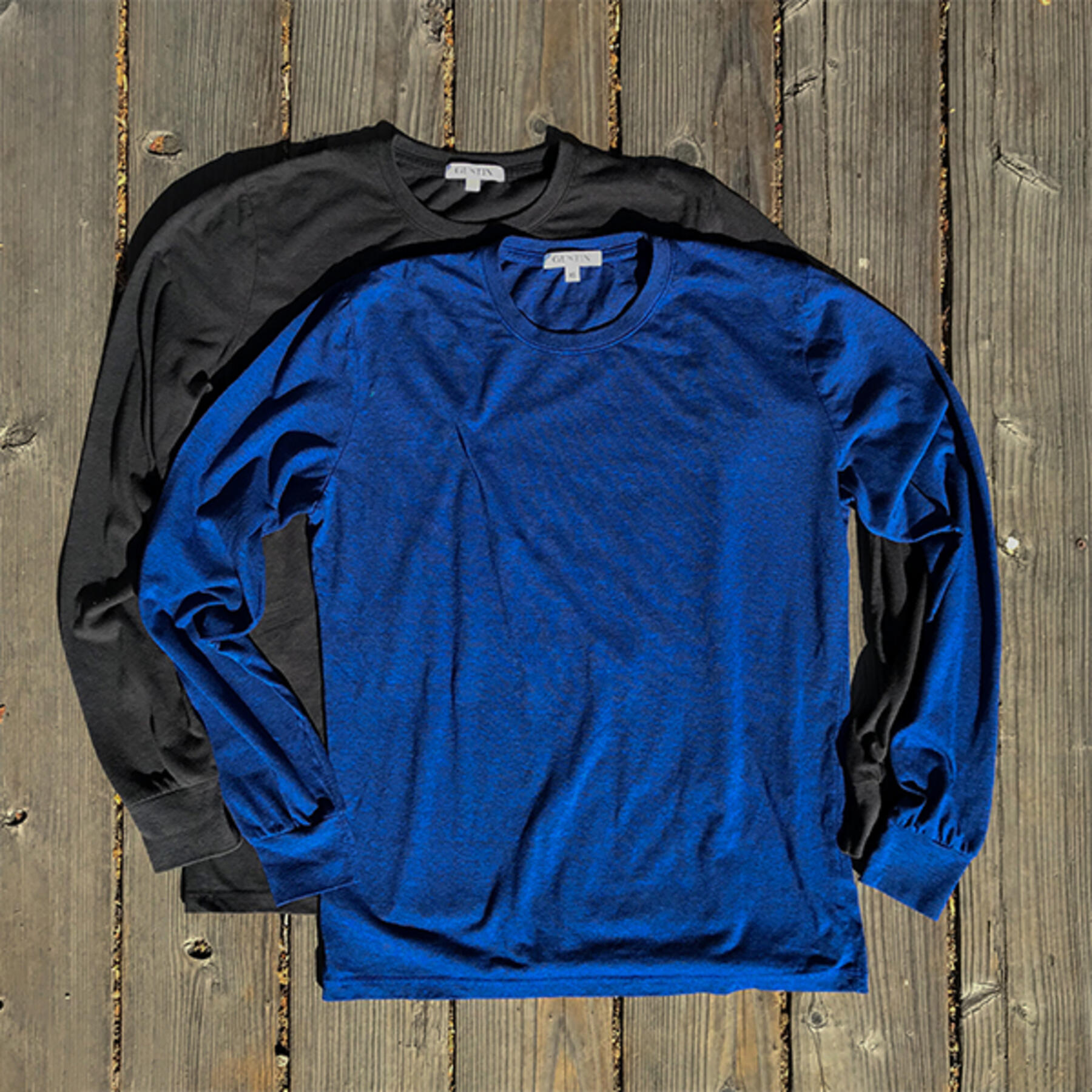 gustin usa heather long sleeve t-shirt 2pk (gunmetal, royal blue)