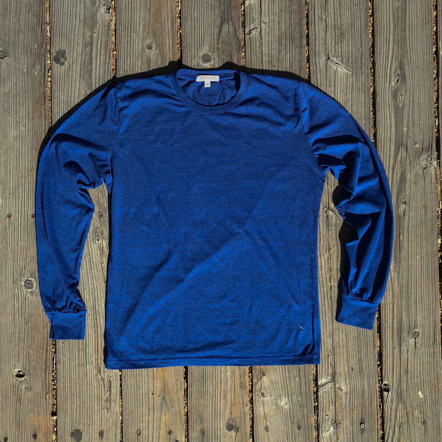 gustin usa heather long sleeve t-shirt 2pk (gunmetal, royal blue)