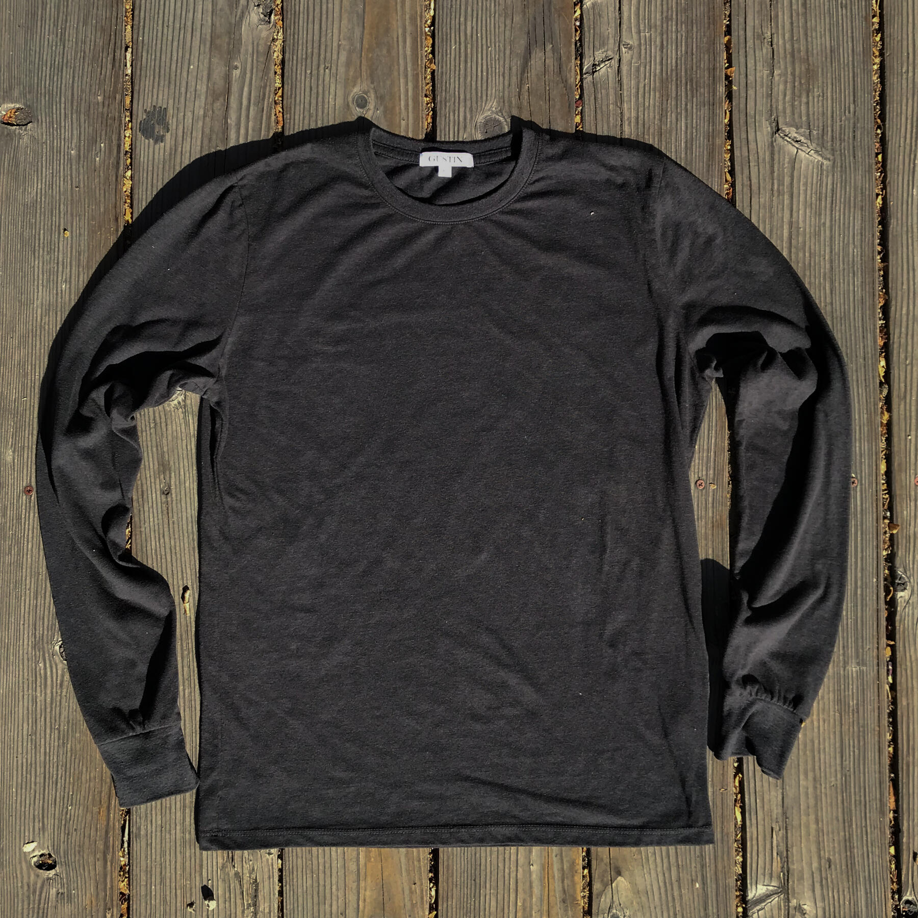 gustin usa heather long sleeve t-shirt 2pk (gunmetal, cypress)